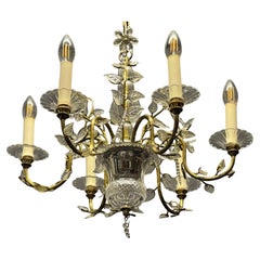 Beautiful Clear Glass Leaves Chandelier in the Style of Maison Baguès, 1950s