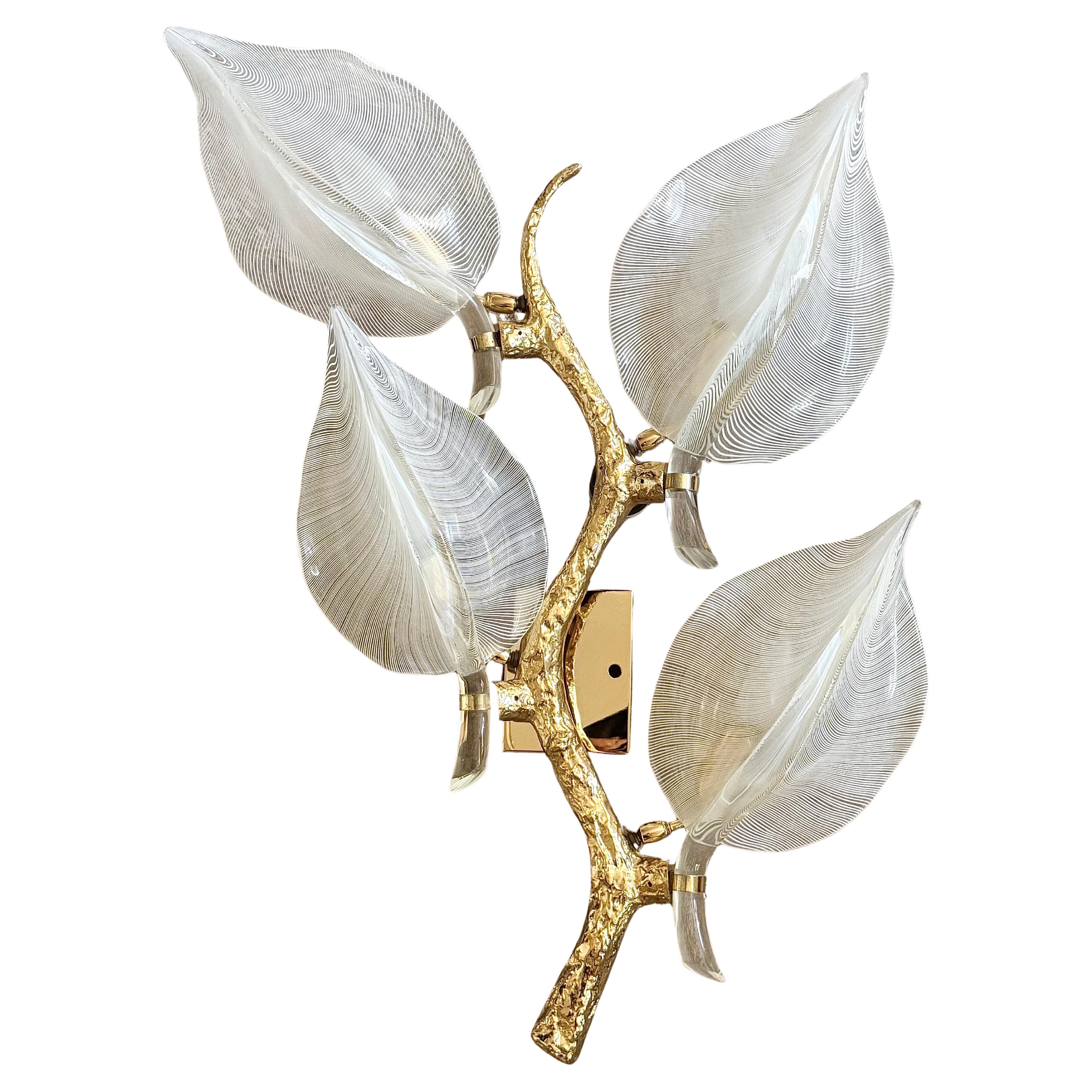 Grande e imponente applique in vetro di Murano e ottone di Franco Luce, circa anni '70 in vendita