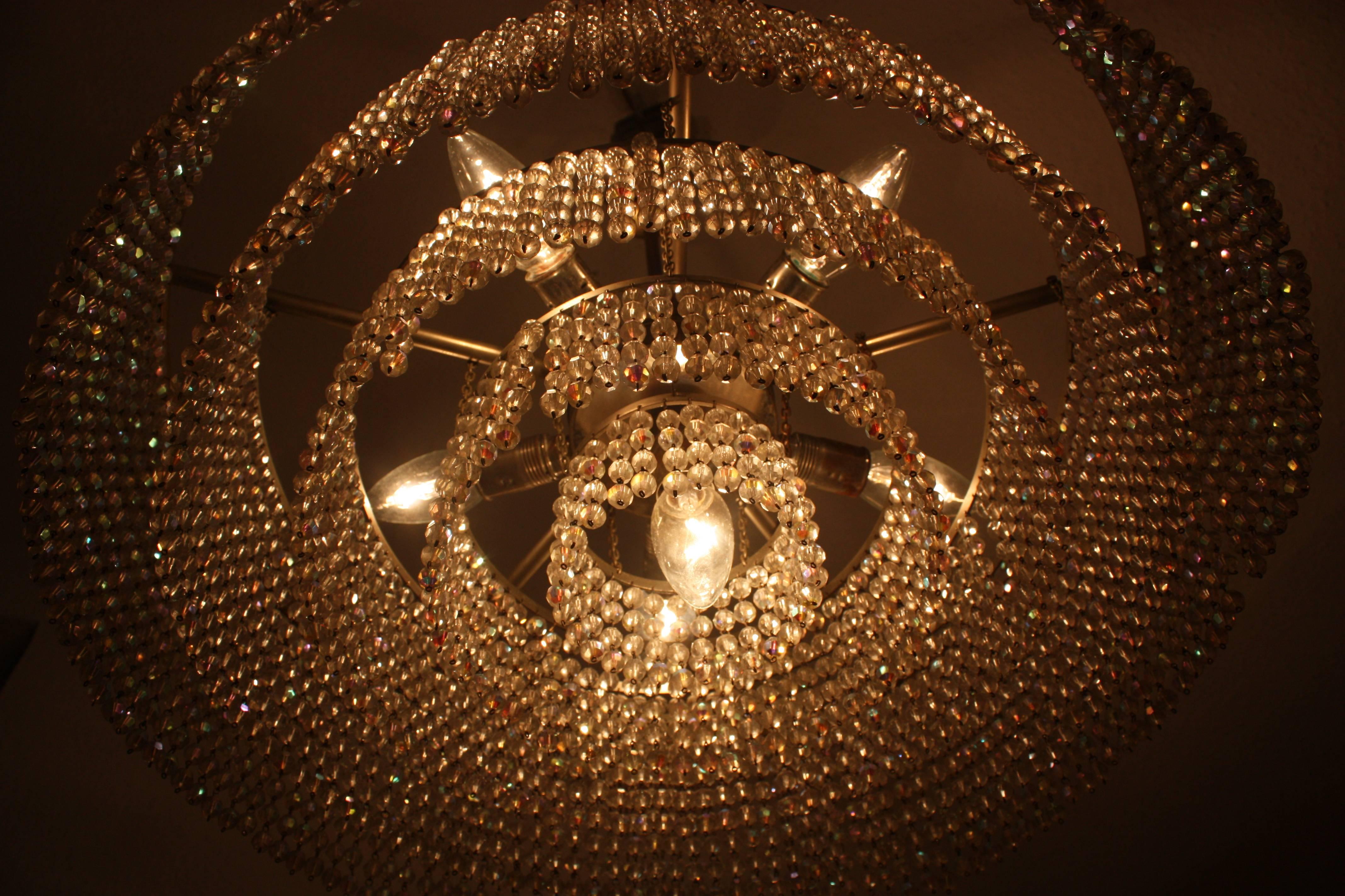 Brass Large and Unusual Crystal Chandelier by Lobmeyr, circa 1960s