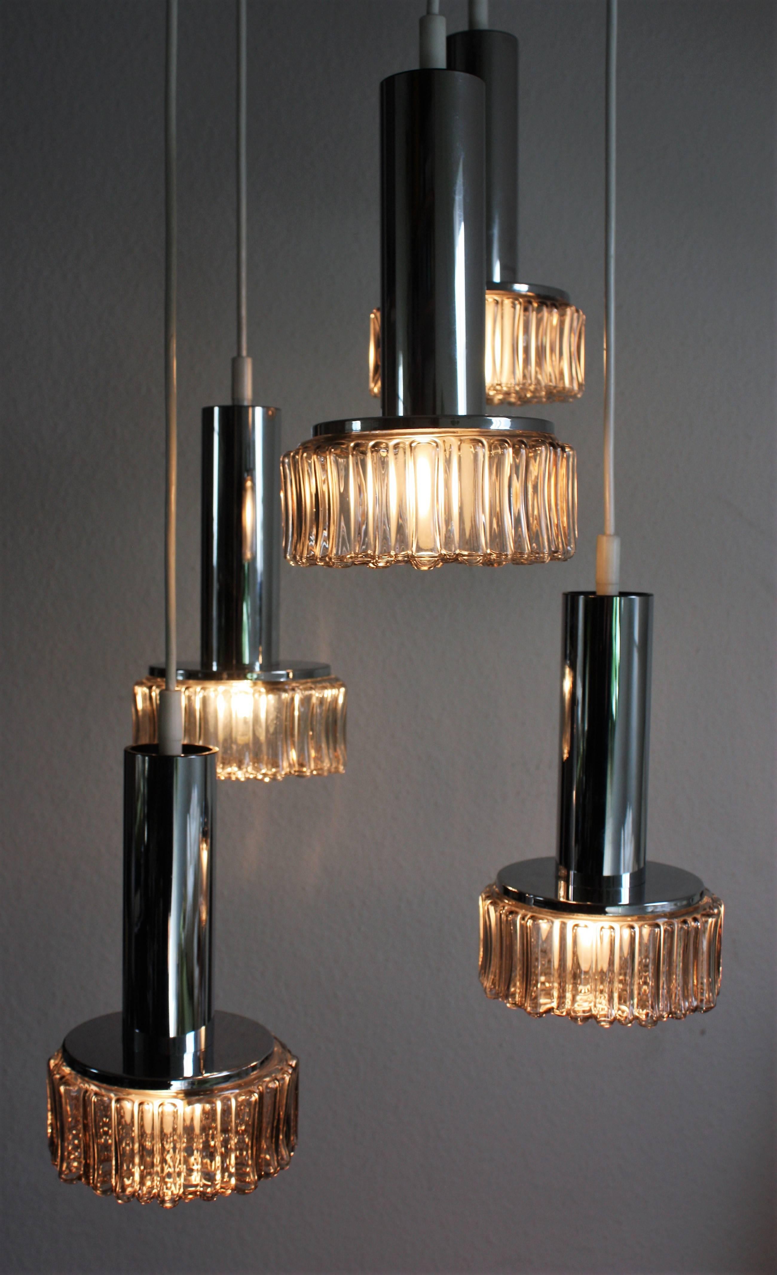 Glass Cascading Pendant Chandelier by Staff, Germany, 1970s