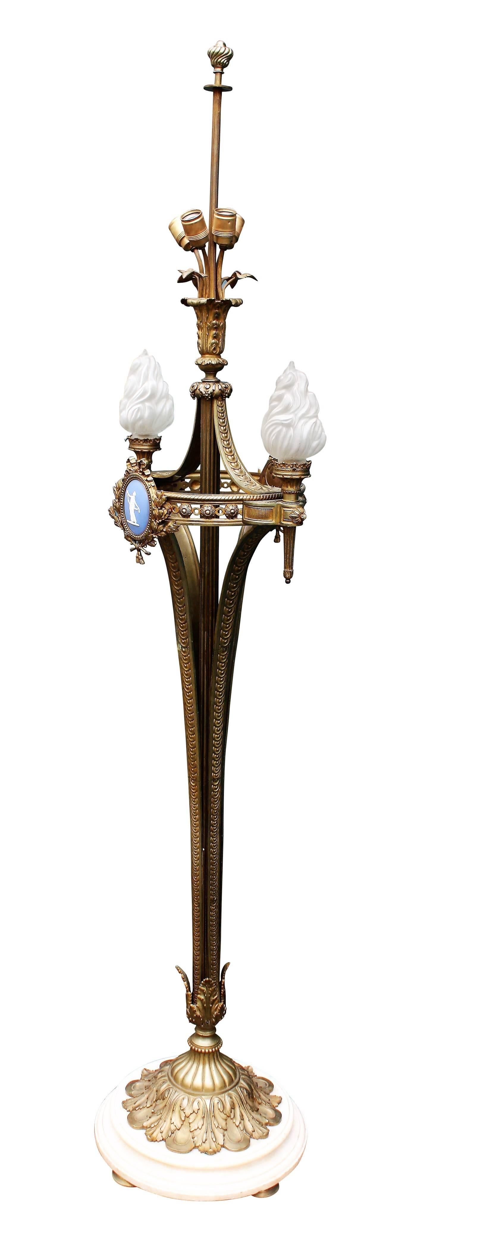 Monumental Floor Lamp, Torchere, Alabaster and Bronze, France, circa 1900s 4