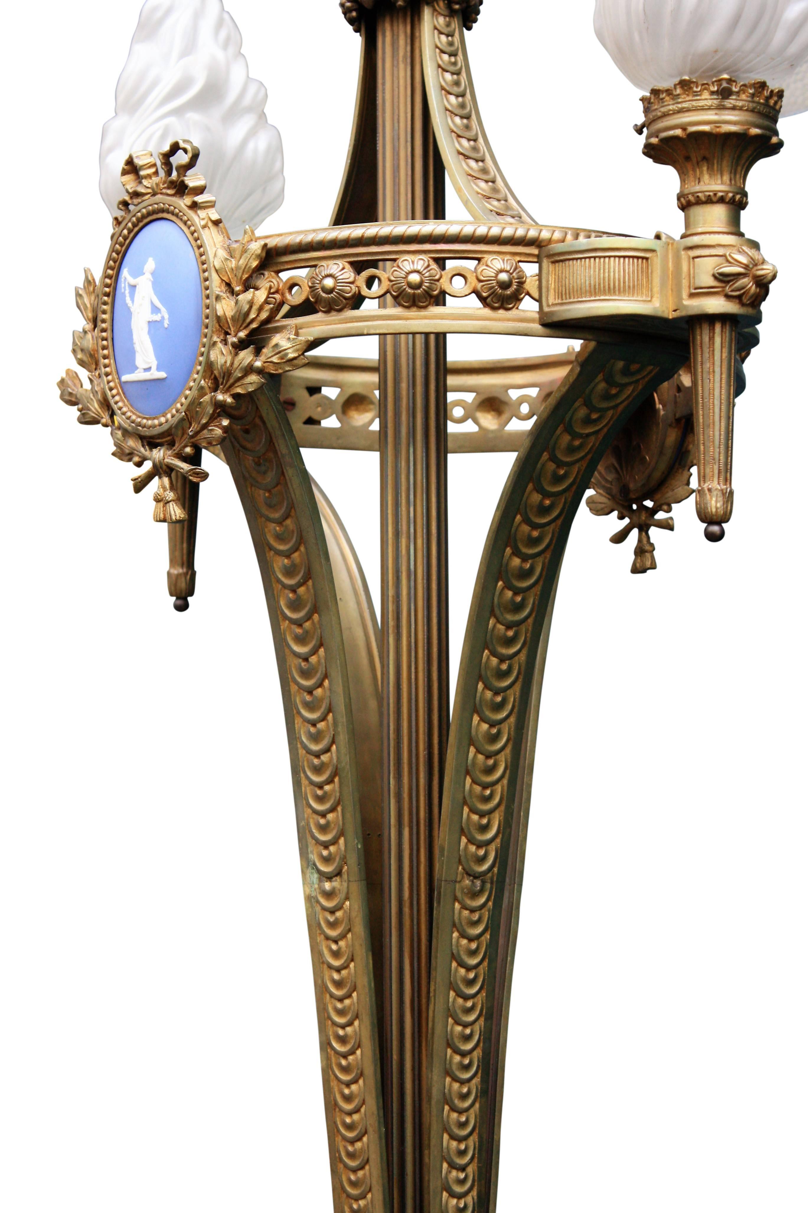 French Monumental Floor Lamp, Torchere, Alabaster and Bronze, France, circa 1900s