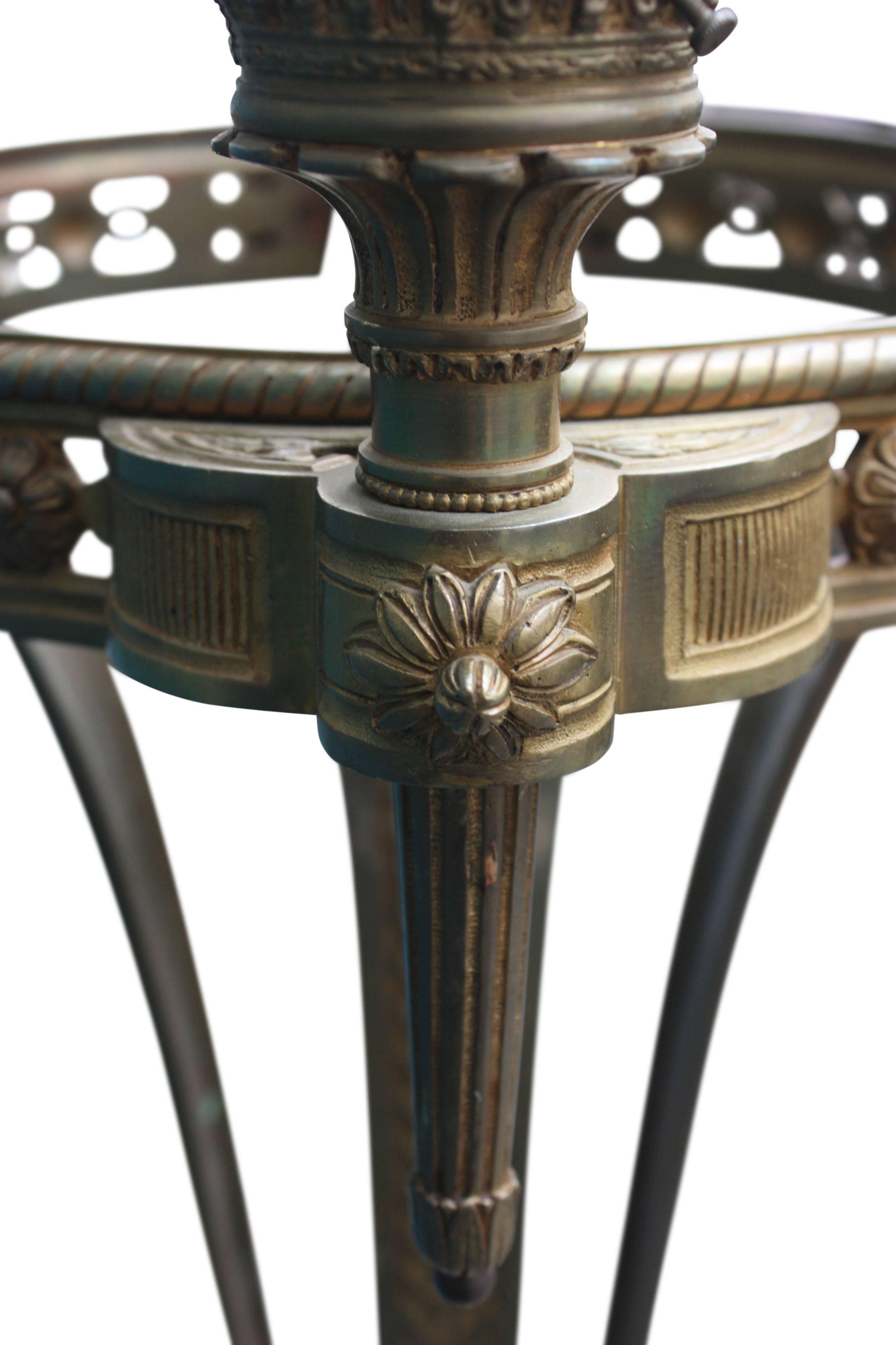 Early 20th Century Monumental Floor Lamp, Torchere, Alabaster and Bronze, France, circa 1900s