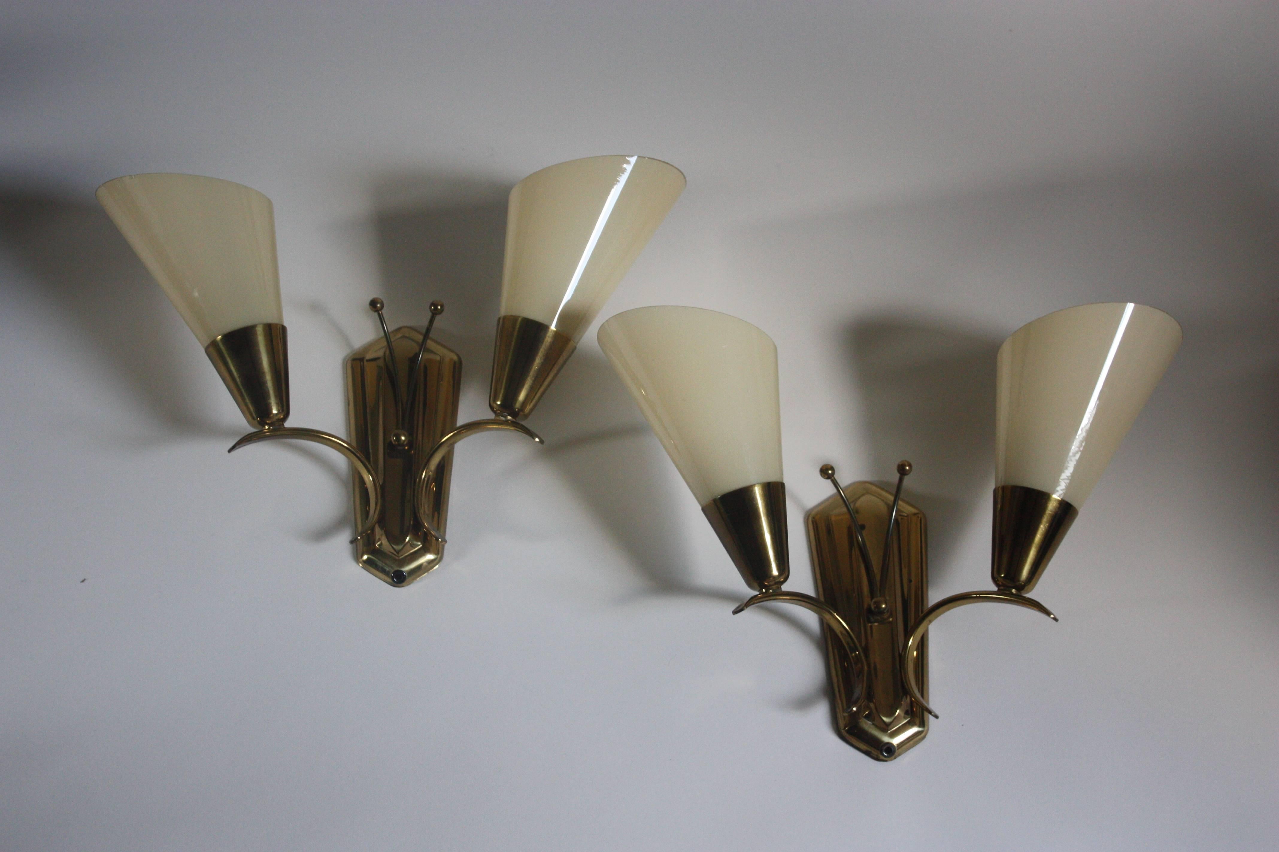 Pair of Wall Sconces in the Style of  Paavo Tynell, circa 1950s In Good Condition In Wiesbaden, Hessen