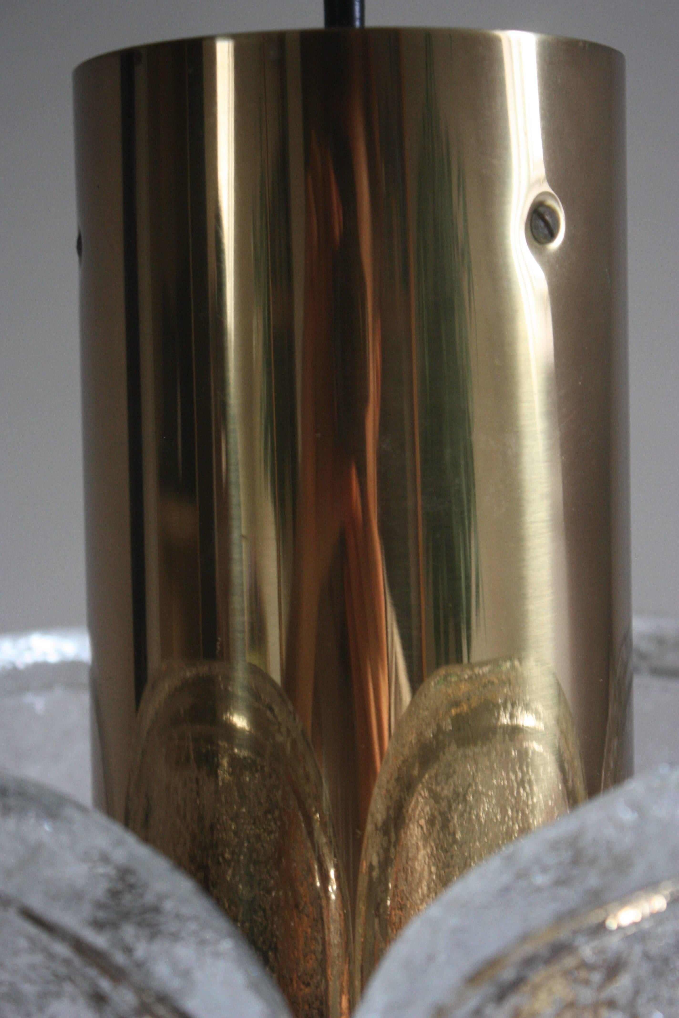 Brass  Mid-Century Glass Pendant by Limburg, Germany, 1960s