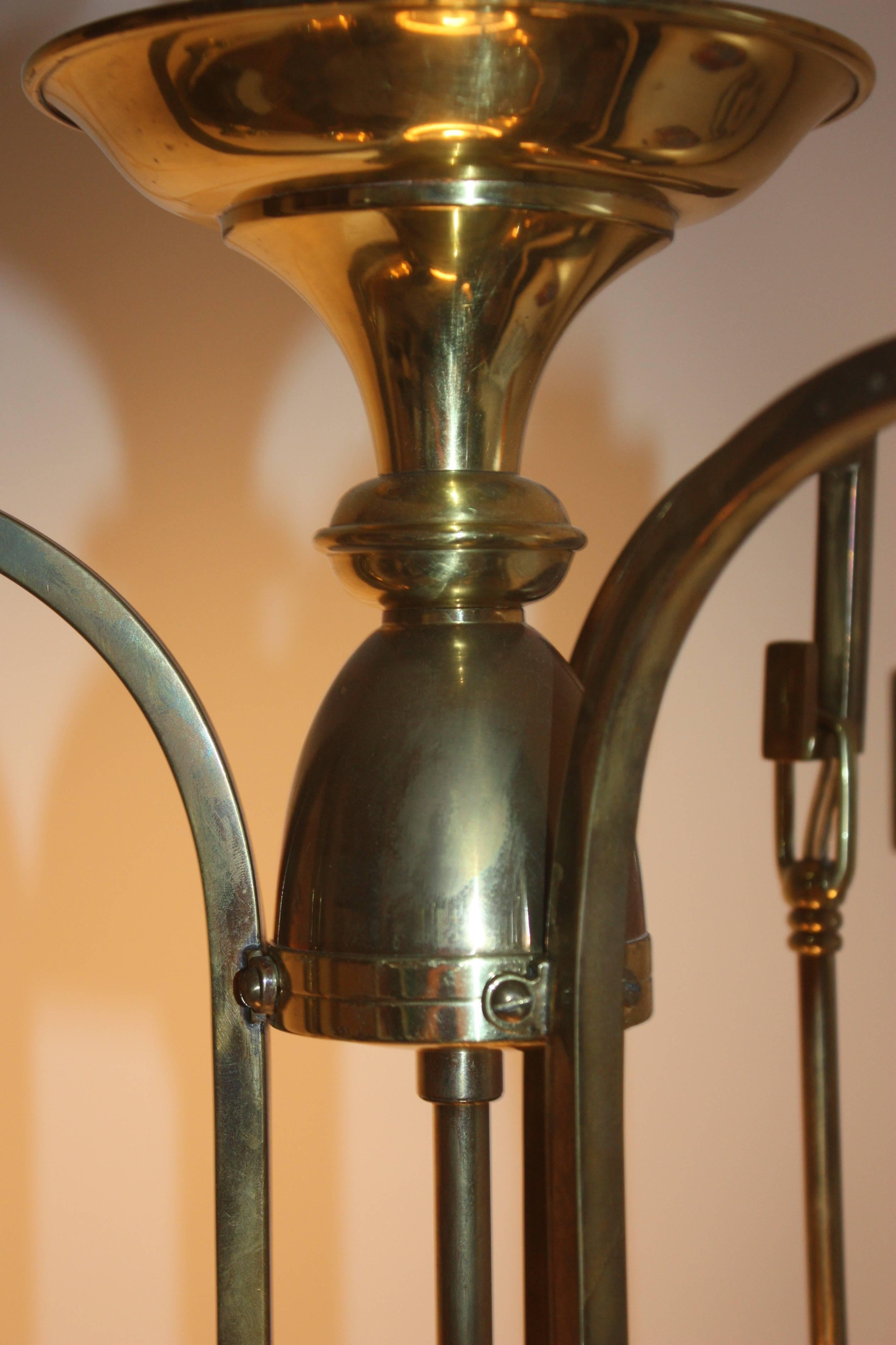 Art Nouveau Chandelier Brass and Crystal, circa 1900s im Zustand „Hervorragend“ in Wiesbaden, Hessen