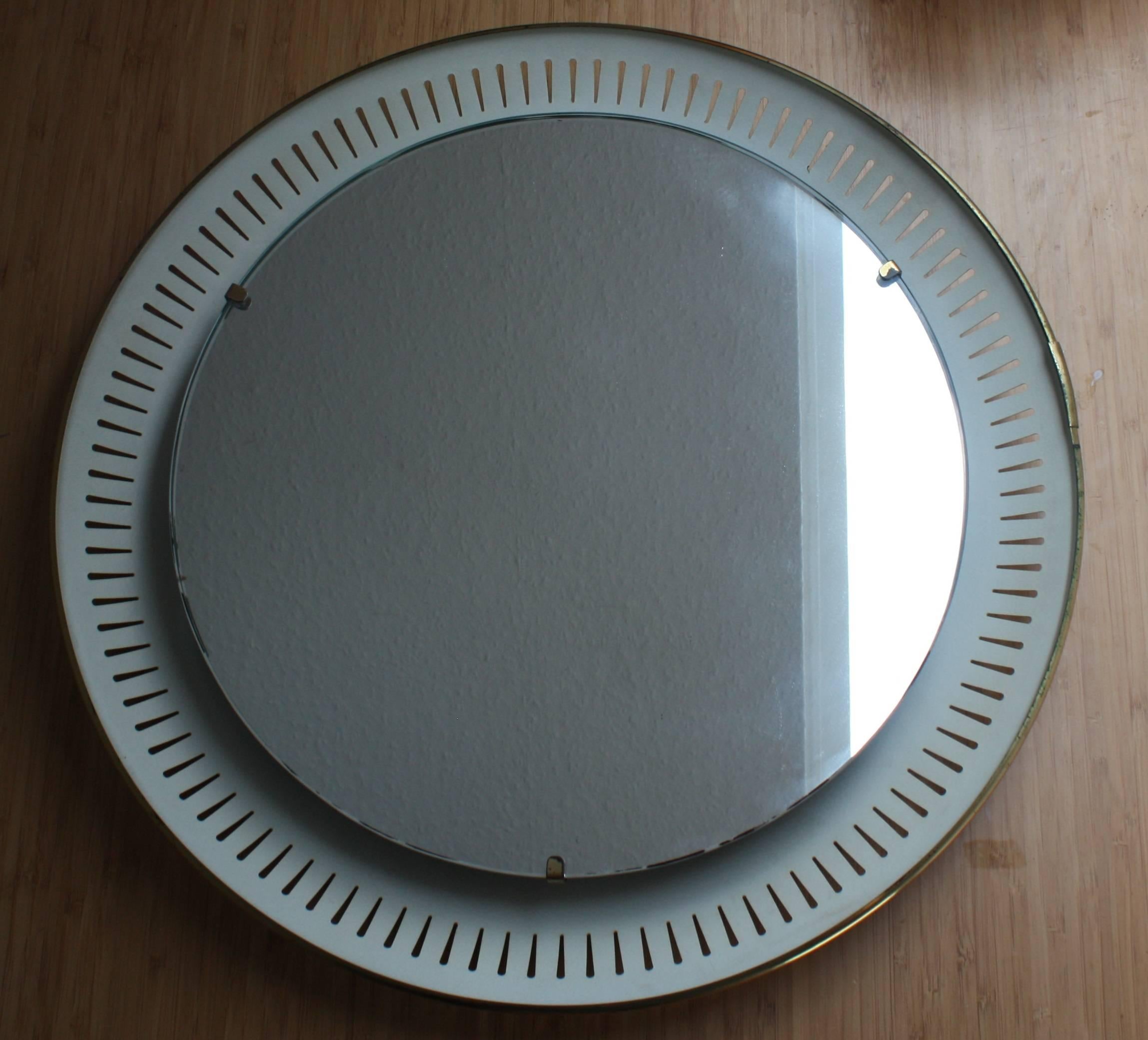 Italian Circular Round Mirror by Stilnovo, Italy, circa 1950s