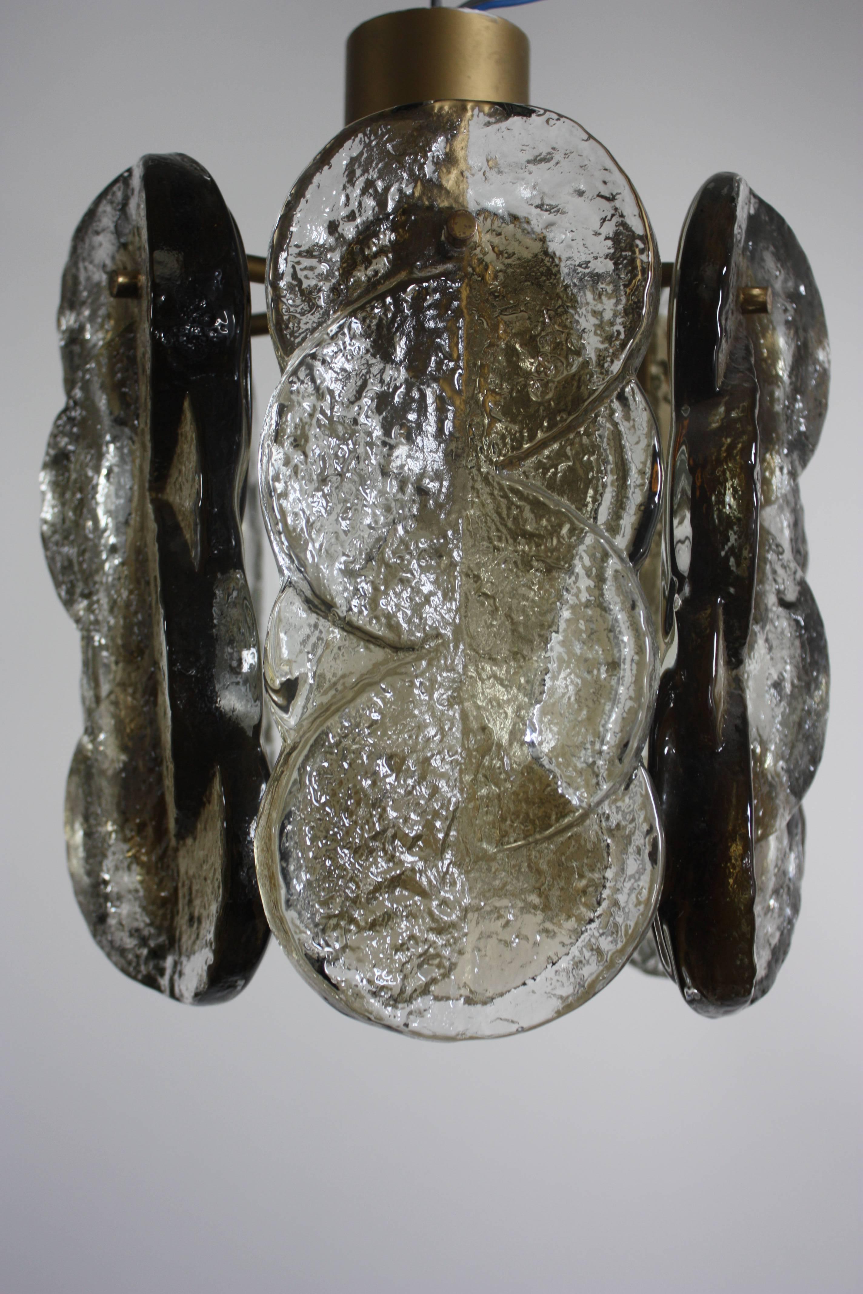 Mid-Century Modern Murano Swirl Glass Pendant or Flush Mount 