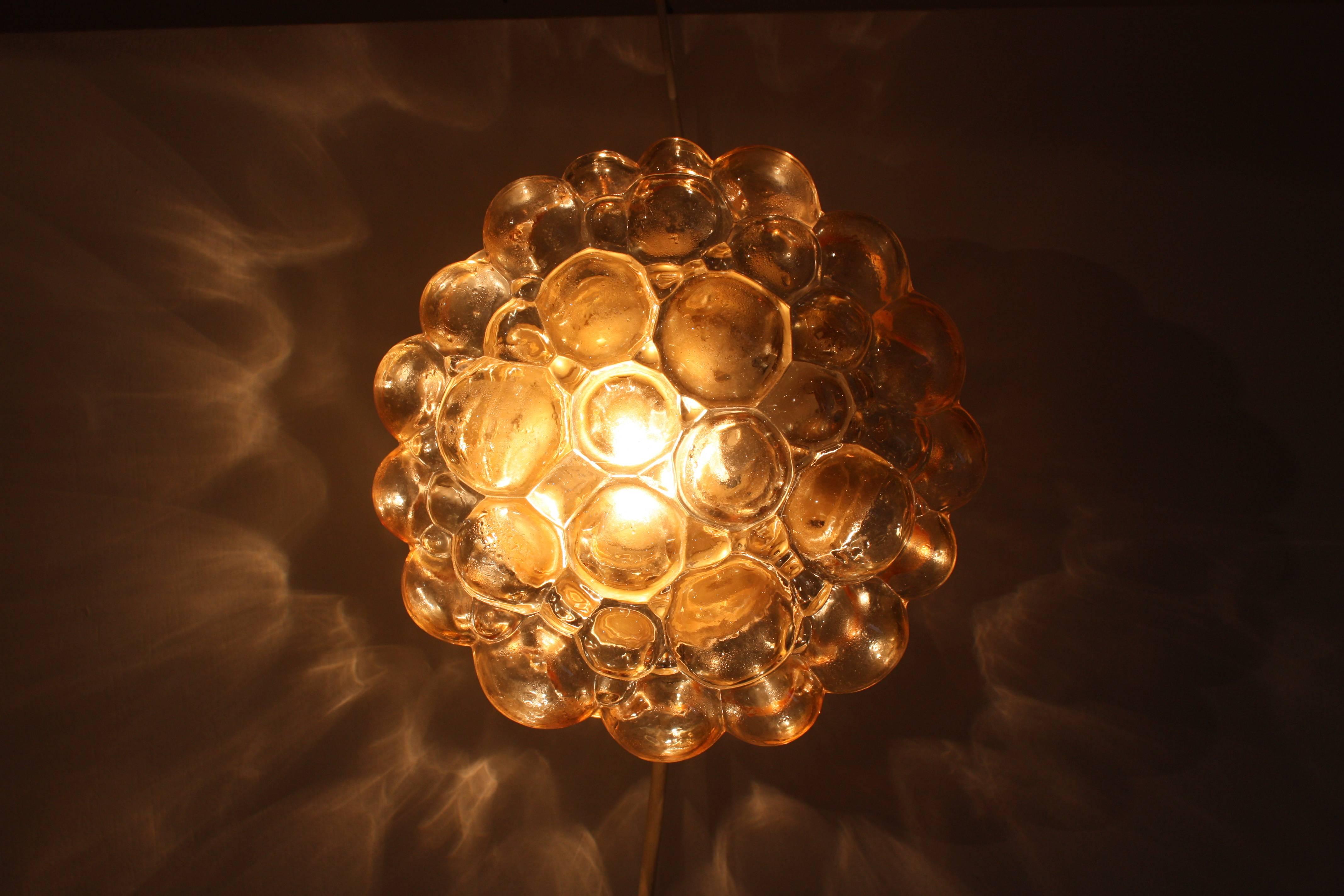 Mid-Century Flush Mount or Wall Sconce by H.Tynell Bubble Glass, circa 1960s In Excellent Condition In Wiesbaden, Hessen