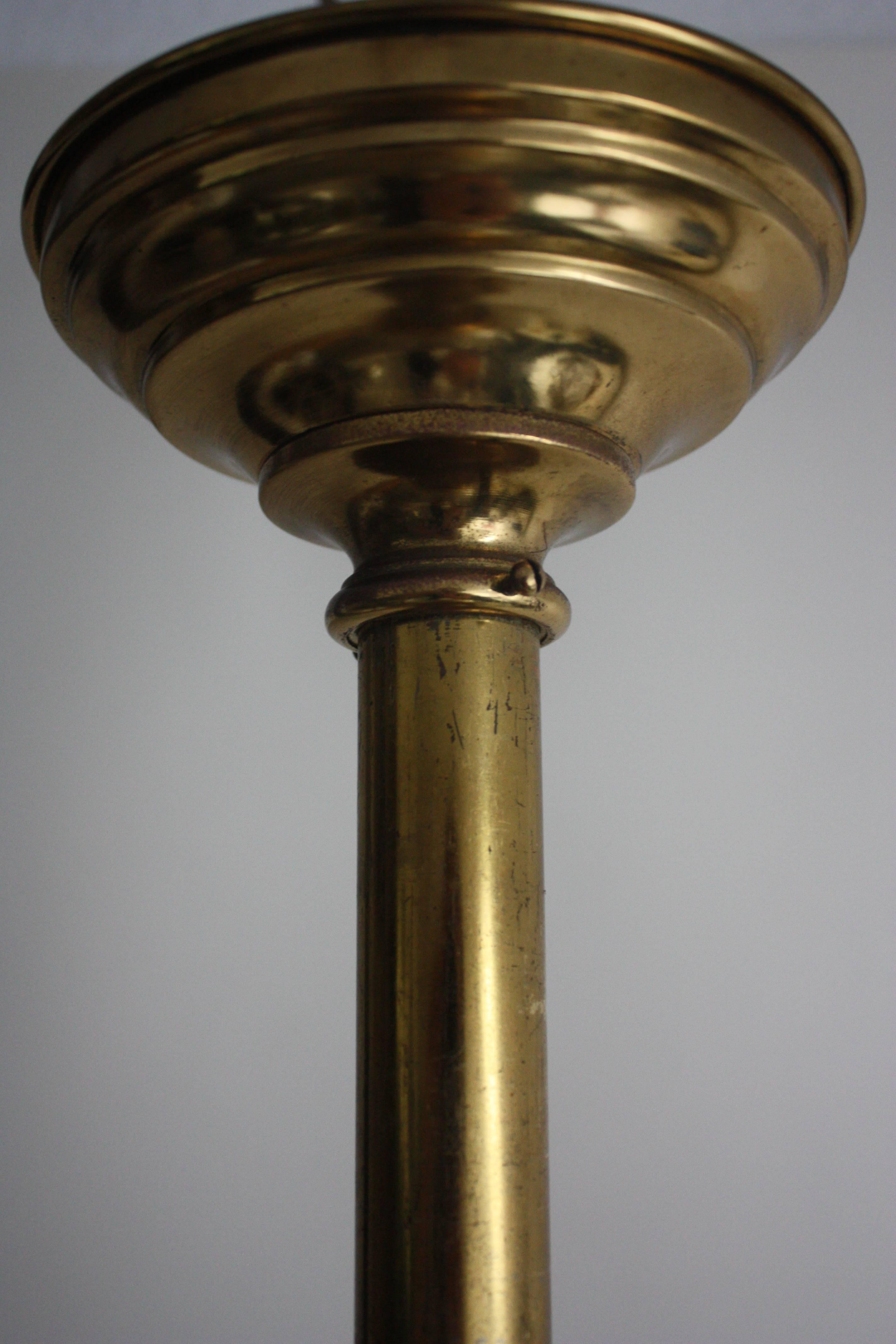 Stunning Art Nouveau Pendant Brass and Crystal Lantern, circa 1910s 2