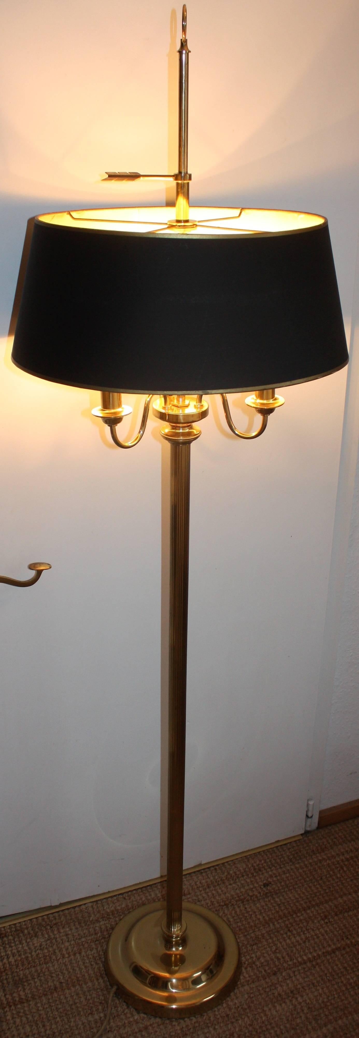 French Bouillotte Brass Floor Lamp in the Style of Maison Bagues, circa 1970s 4