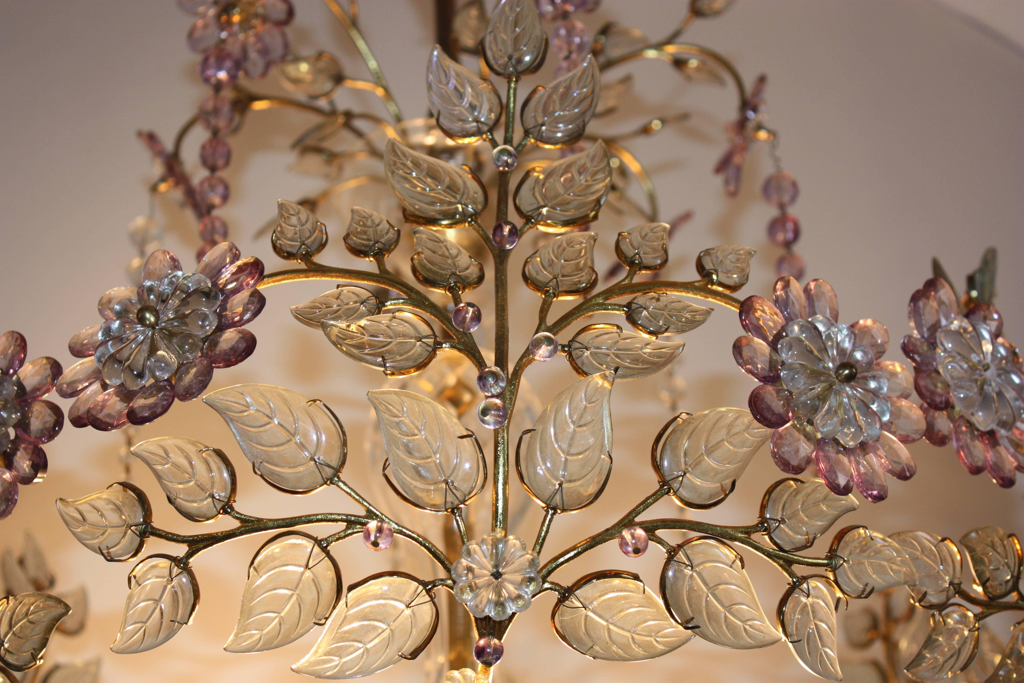 Very Rare Amethyst Chandelier in the Style of Maison Bagues, France, 1950s In Good Condition In Wiesbaden, Hessen