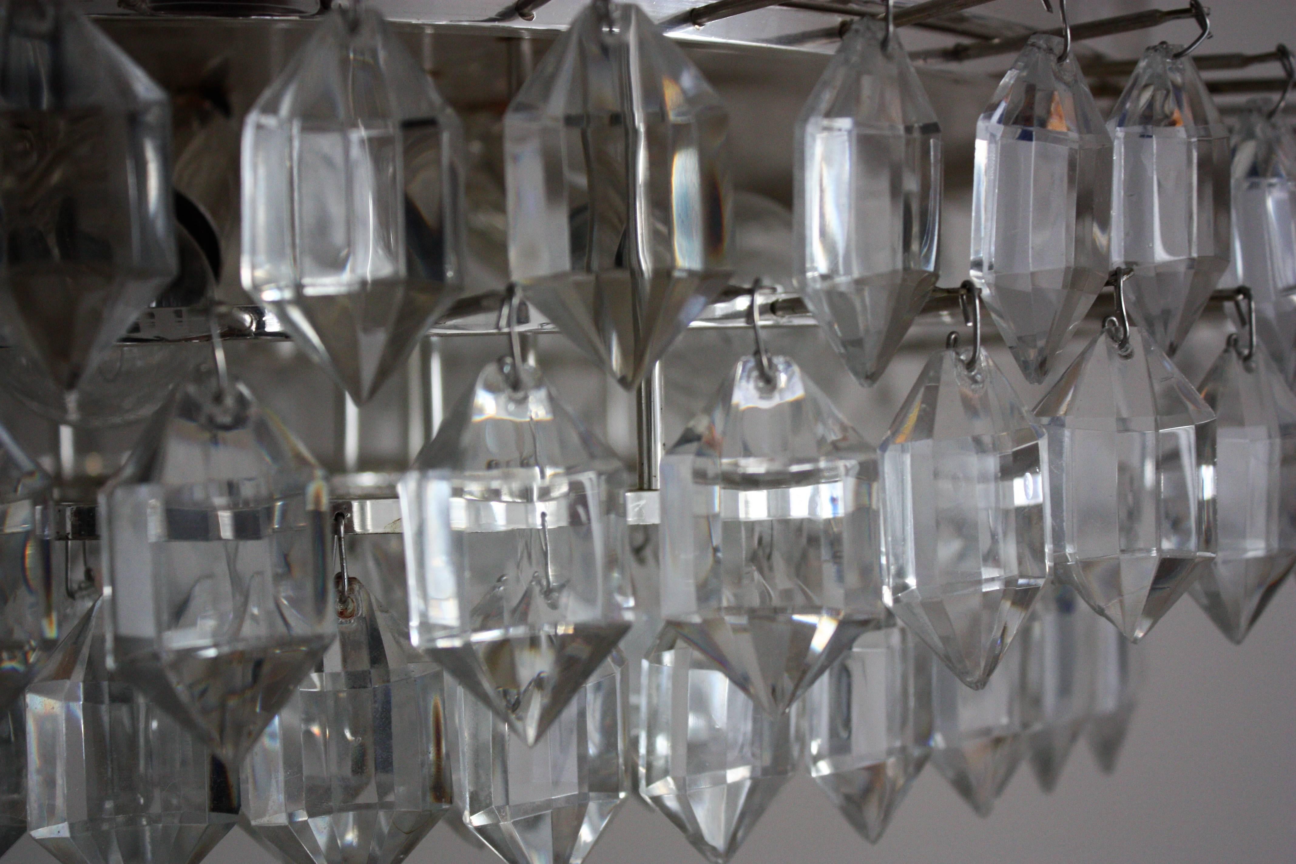 Large Glass Silvered Flush Mount by Bakalowits & Soehne, Austria, circa 1960s 2