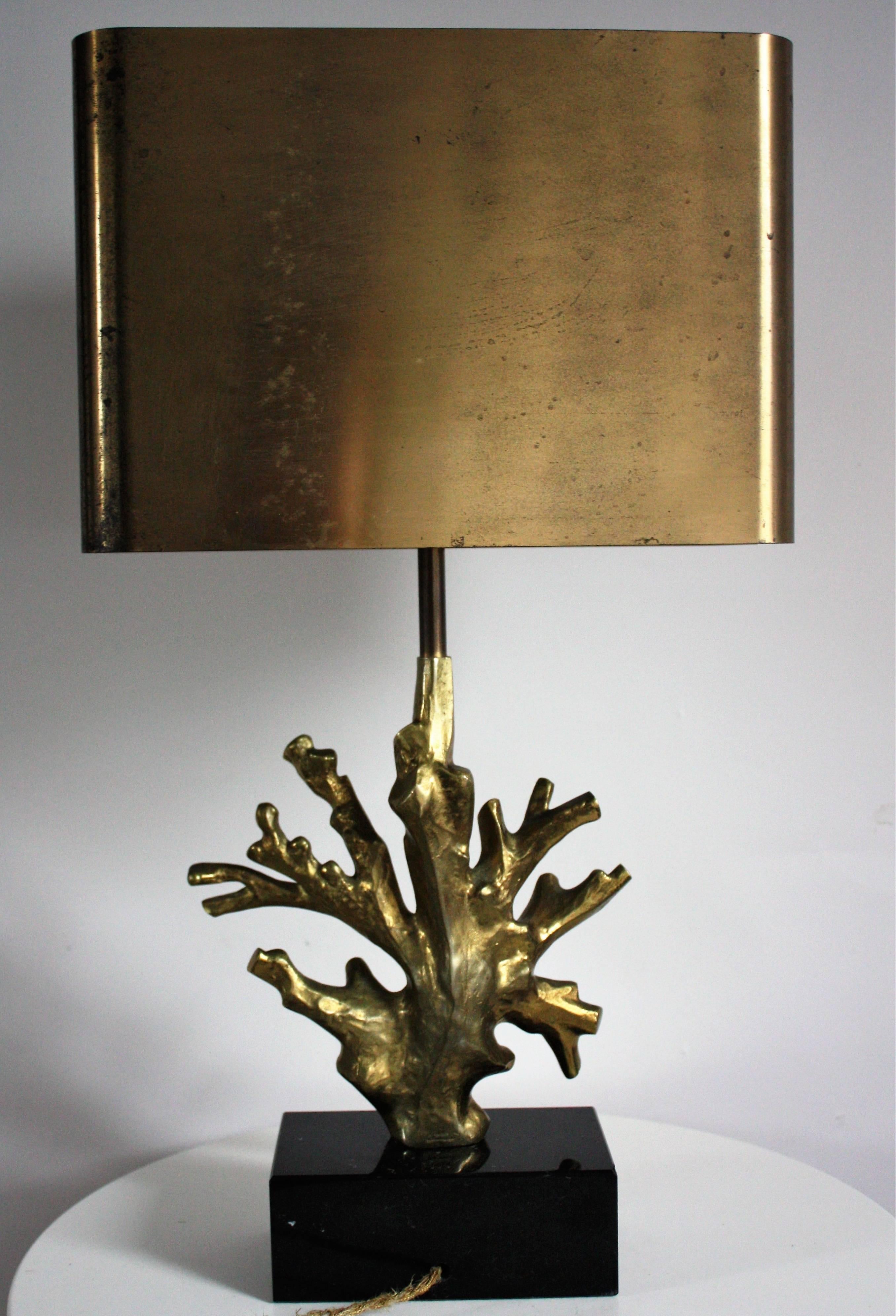Brass Mid - Century Signed Bronze Table Lamp 