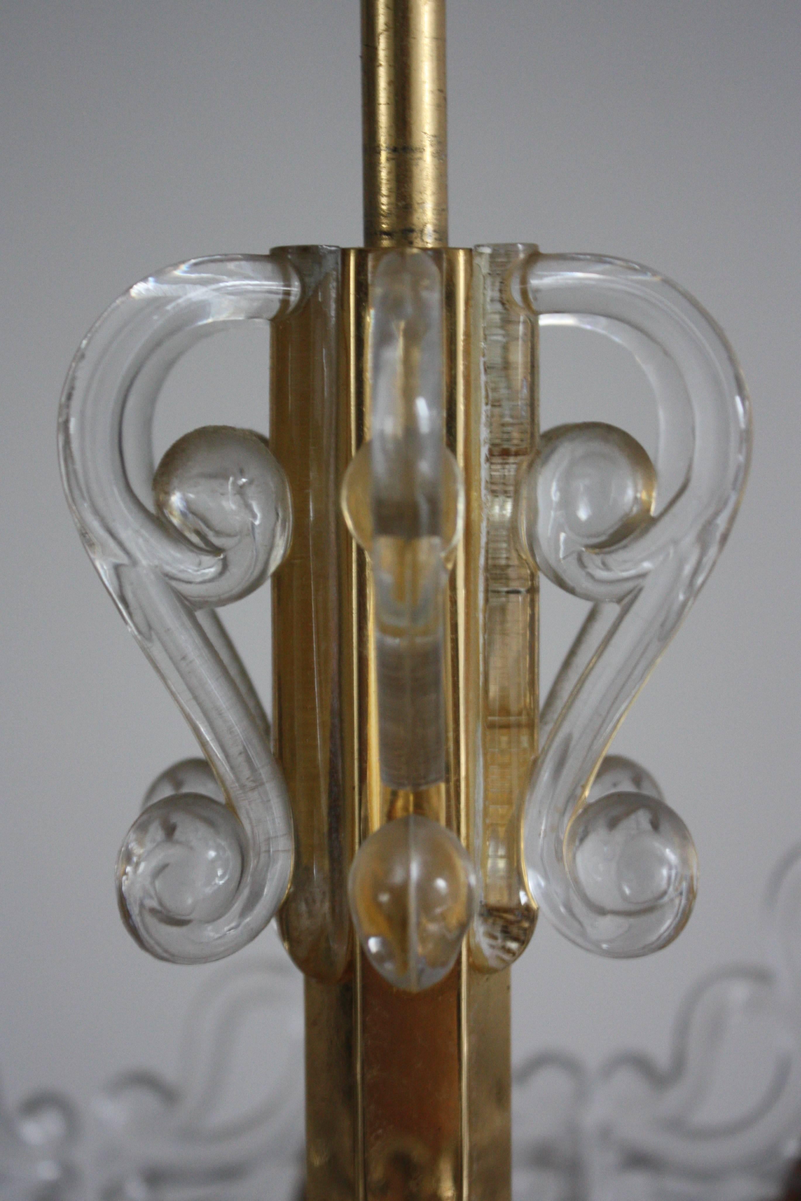Mid-20th Century Fine Mid-Century Gilt Brass and Glass Chandelier by Kaiser, Germany, circa 1960s