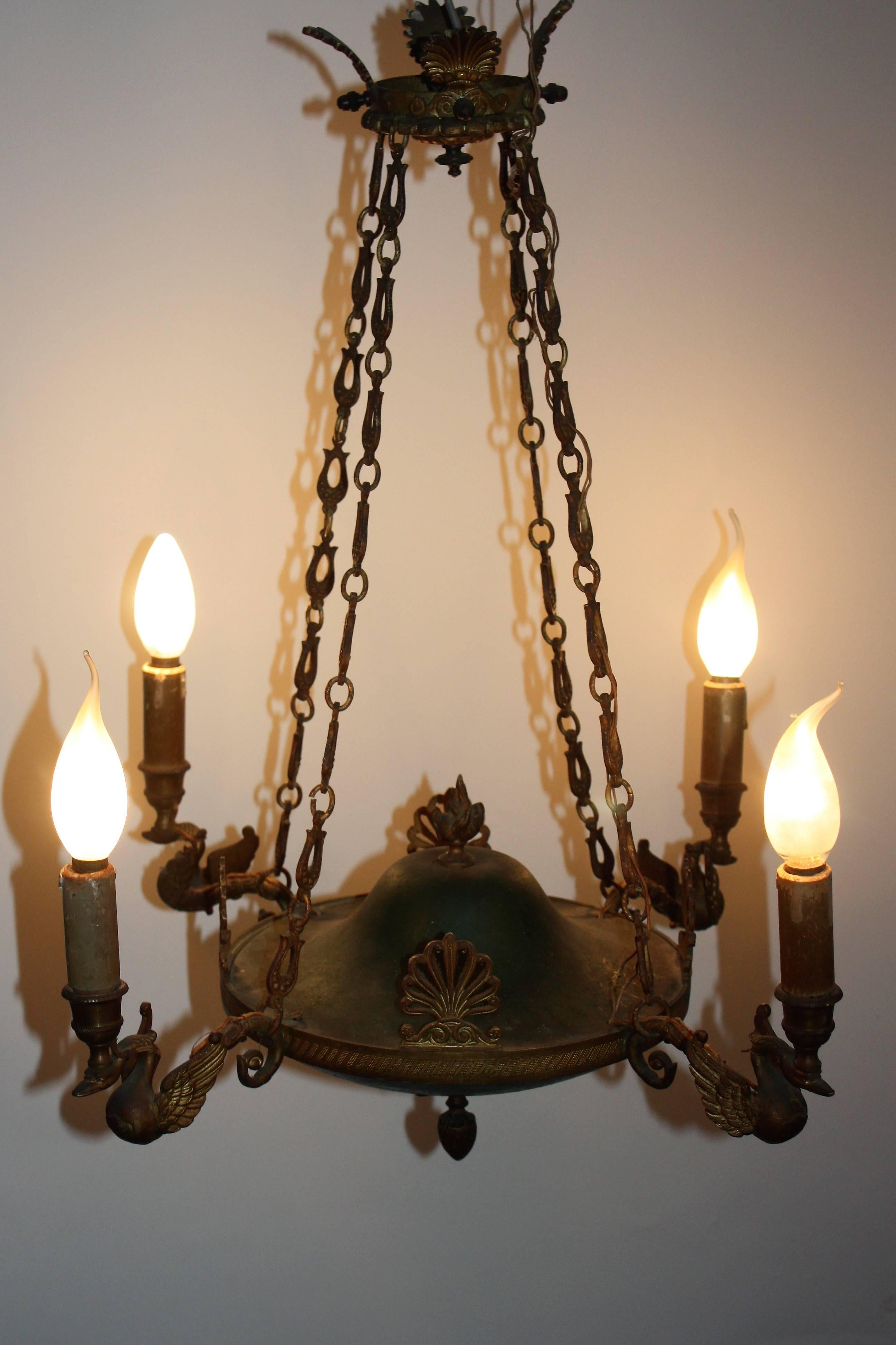 19th Century Empire Style Four-Light Chandelier, France, circa 1870s 1