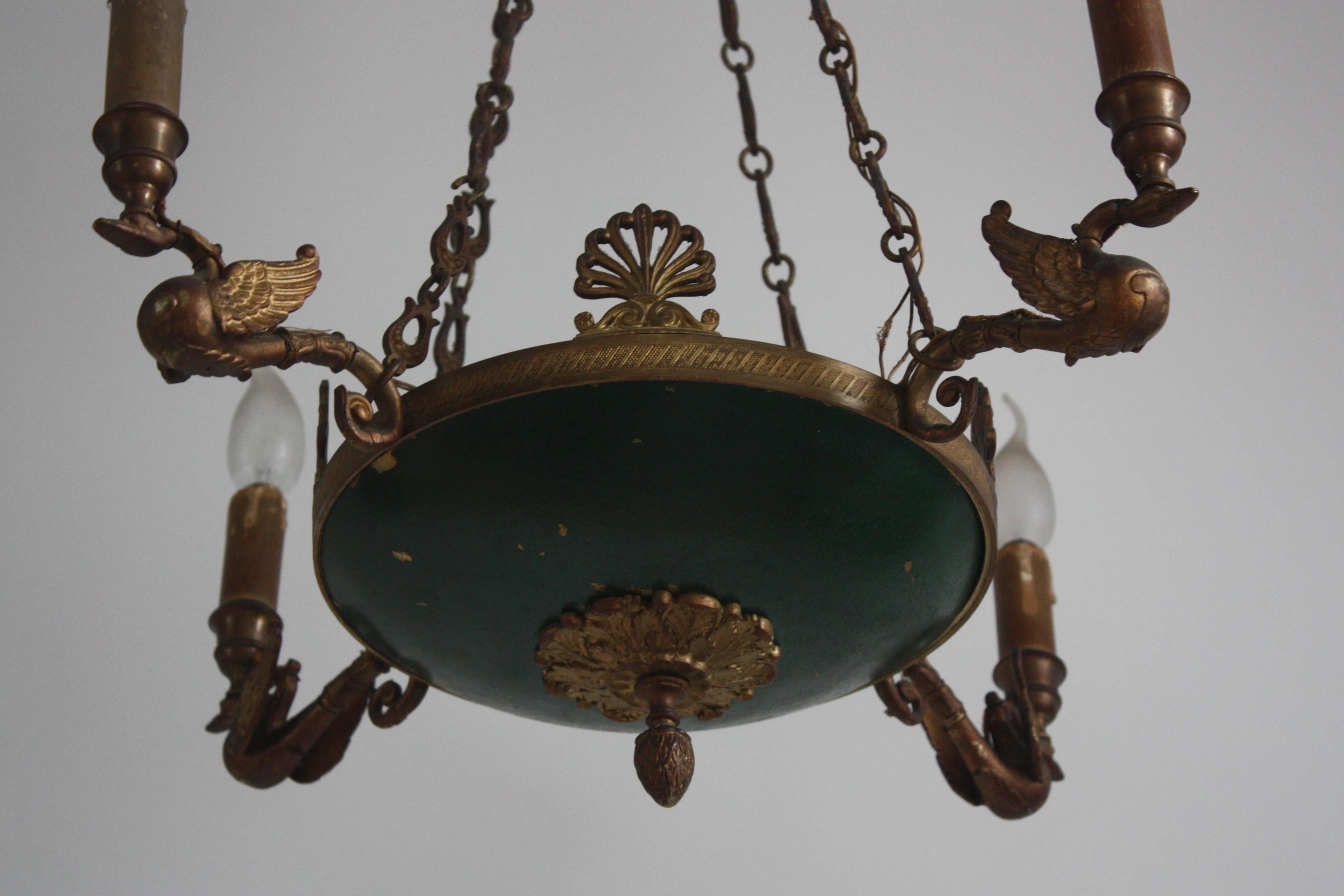 Mid-20th Century 19th Century Empire Style Four-Light Chandelier, France, circa 1870s