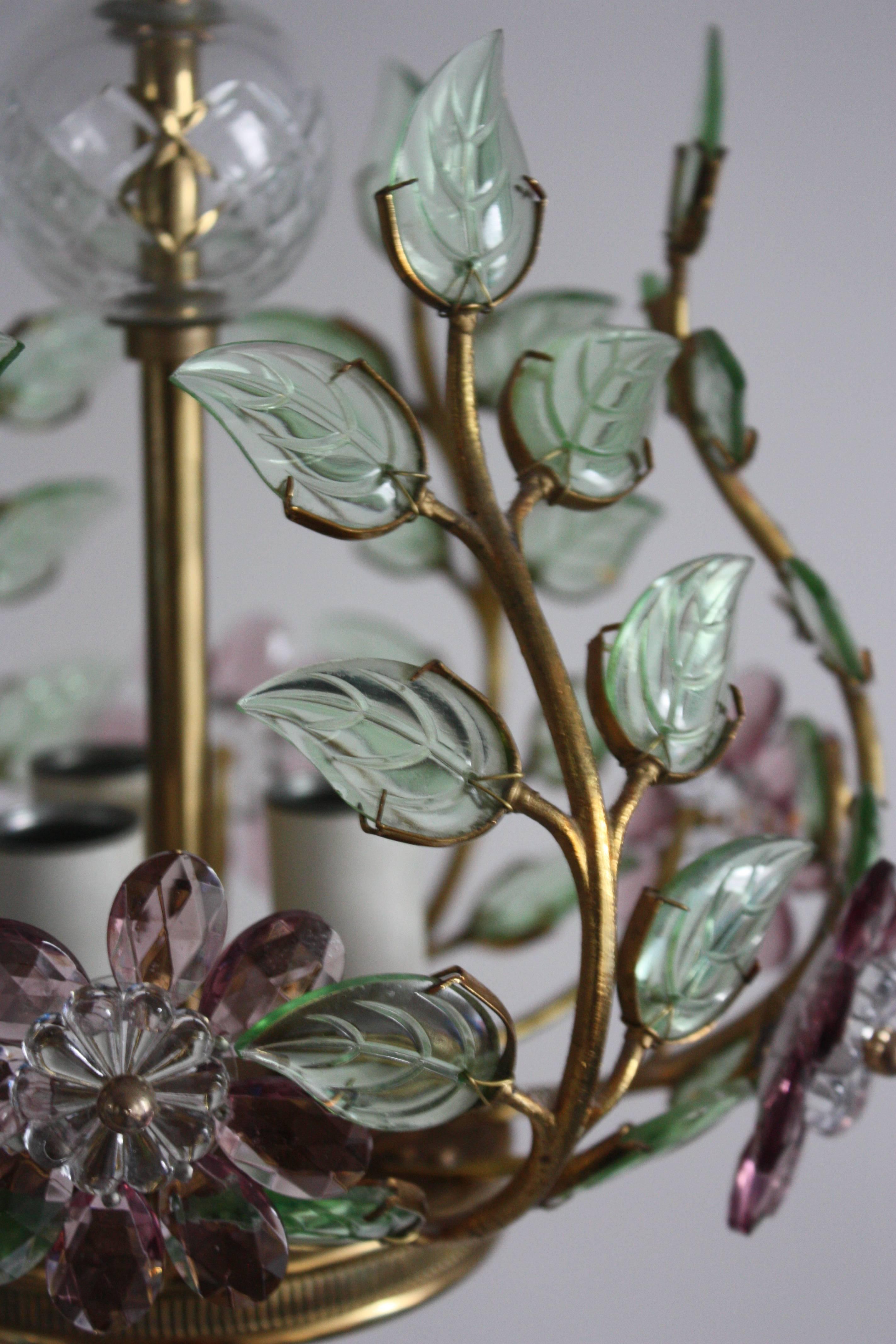 Rare and Lovely Amethyst Chandelier by Maison Bagues, France, 1950s 2