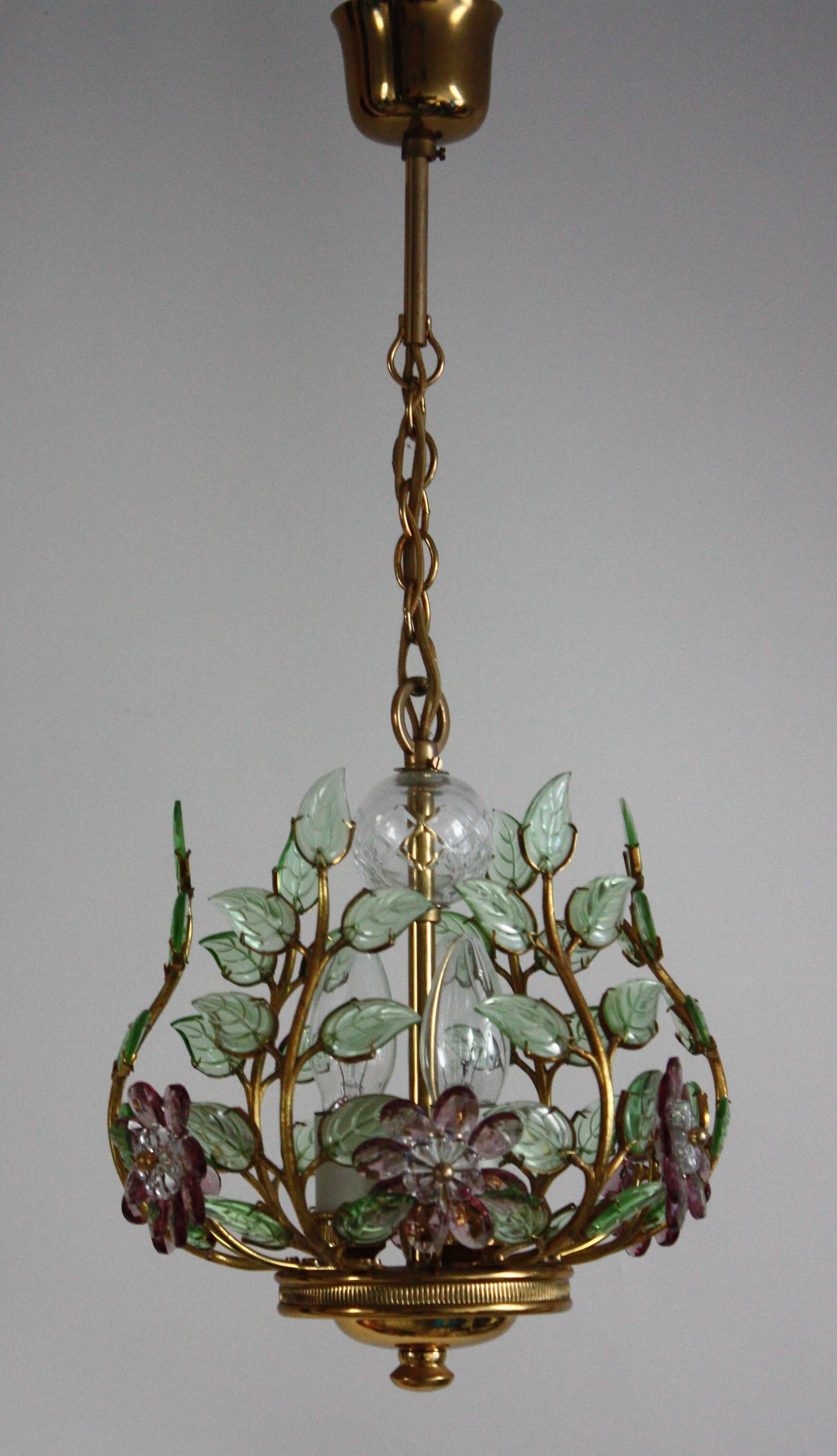 Rare and Lovely Amethyst Chandelier by Maison Bagues, France, 1950s 3