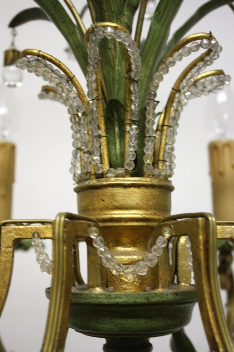 Italian Six- Light Pineapple Chandelier in the Style of Maison Bagues, circa 1950s