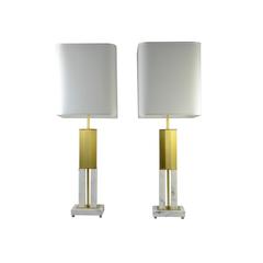 Pair of Calacatta Marble Table Lamps