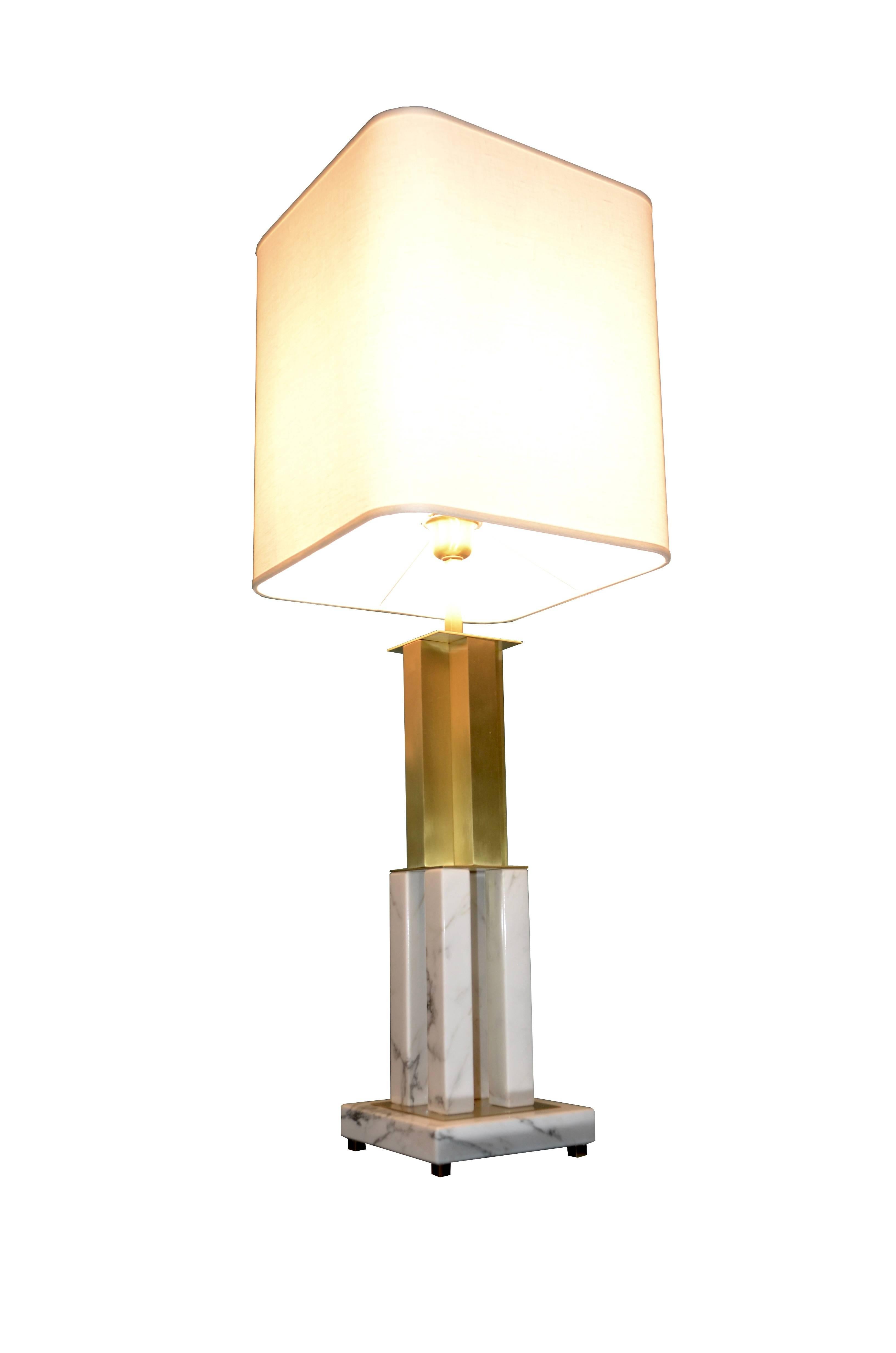 Modern Pair of Calacatta Marble Table Lamps For Sale