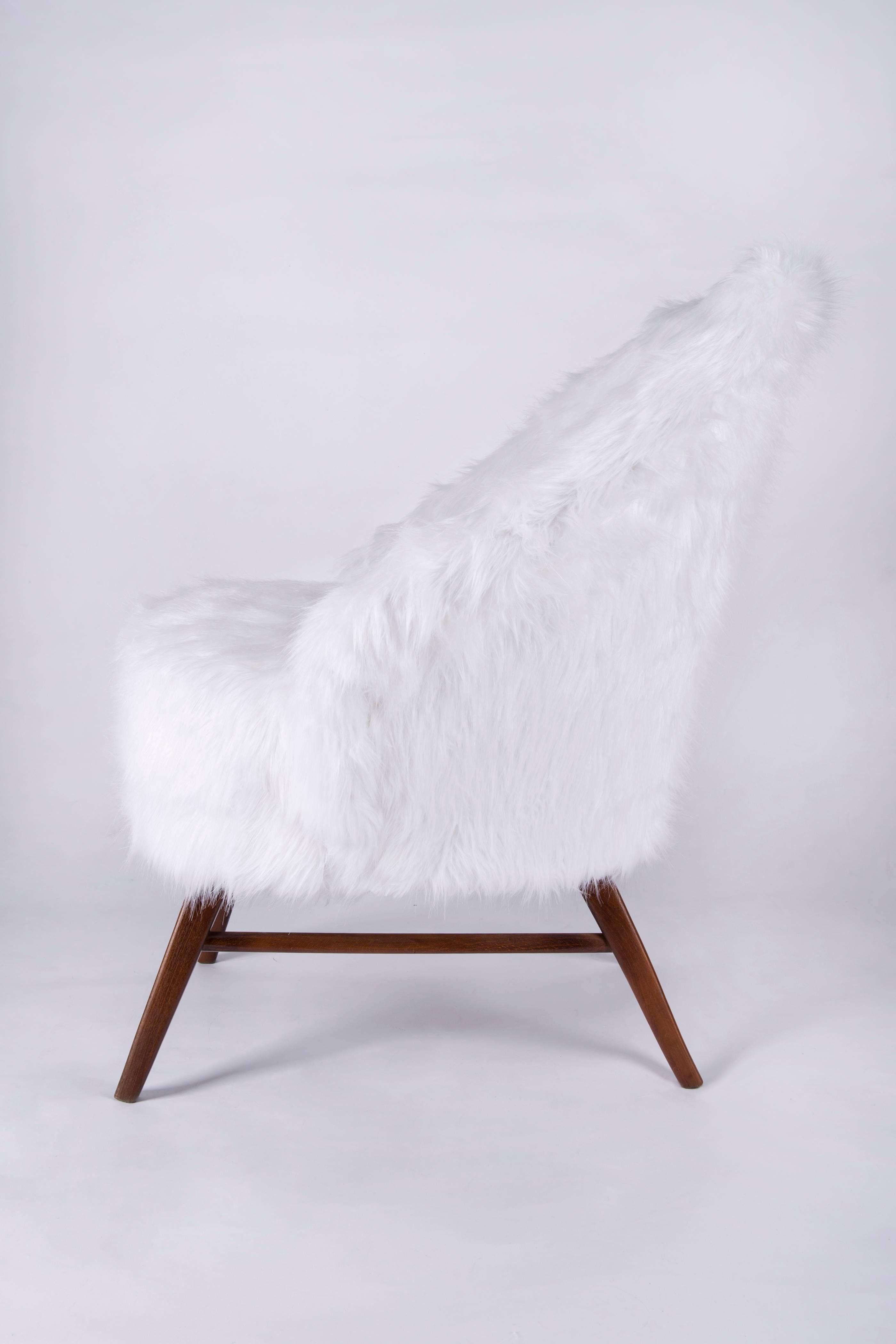 1950s Faux Fur Armchairs For Sale 3