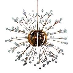 Gold-Plated Brass Dandelion Motif Suspension Hanging Lamp 11