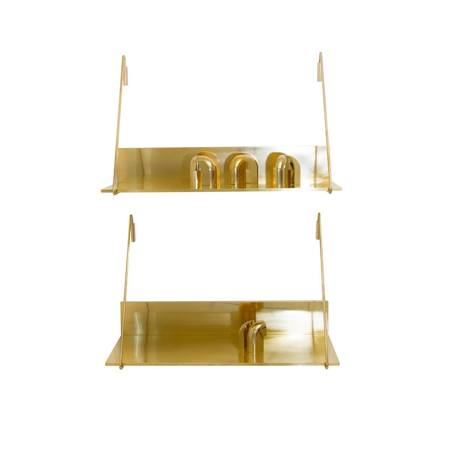 Solid Polished Brass Shelf MMXVI CS In Excellent Condition In Paris, FR