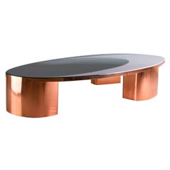 21st Century European Copper and Resin Inlay Oval Shaped Coffee Table