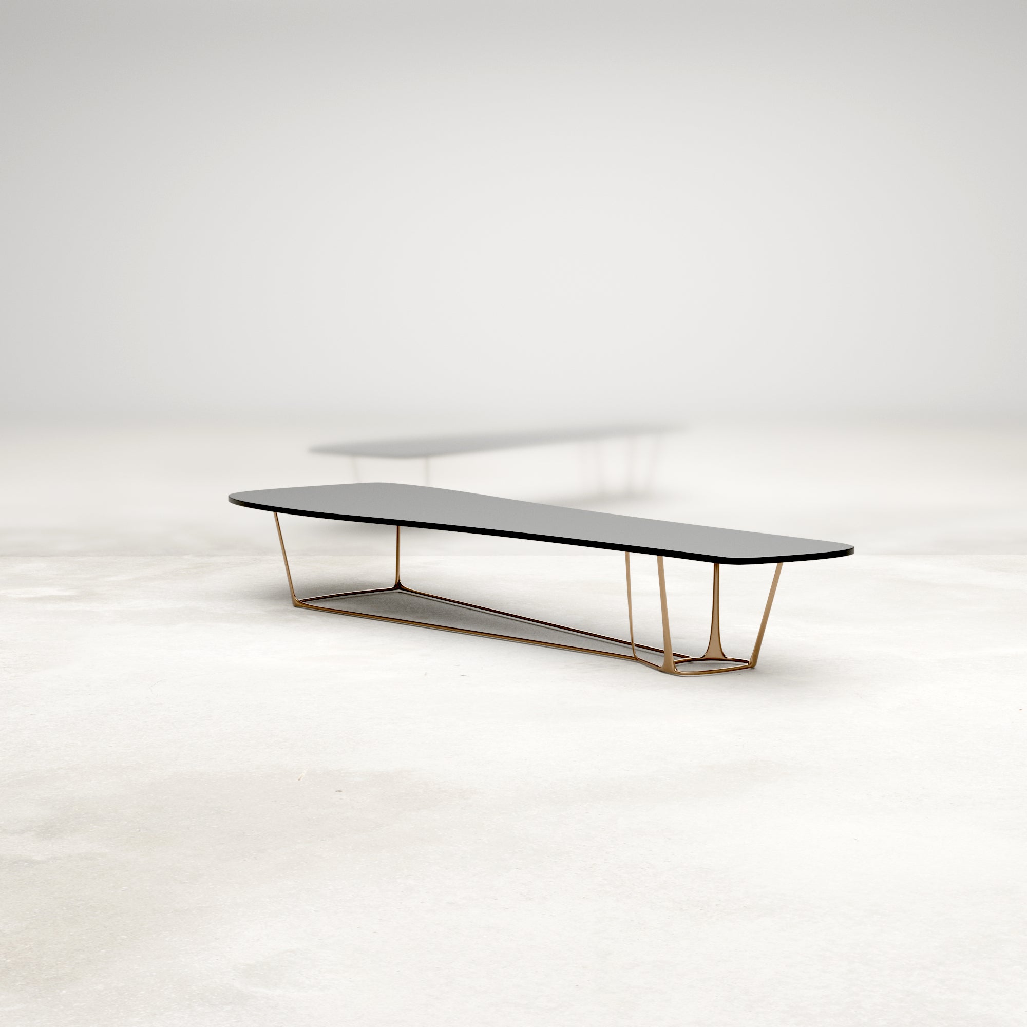 The hand varnished wood edition of BEAM, an organic modern dining table with a bronze chromed caste steel frame designed and produced in France by Studio SORS. A part of our Modern Brutalist Brand House Collection. Delivered signed and numbered with