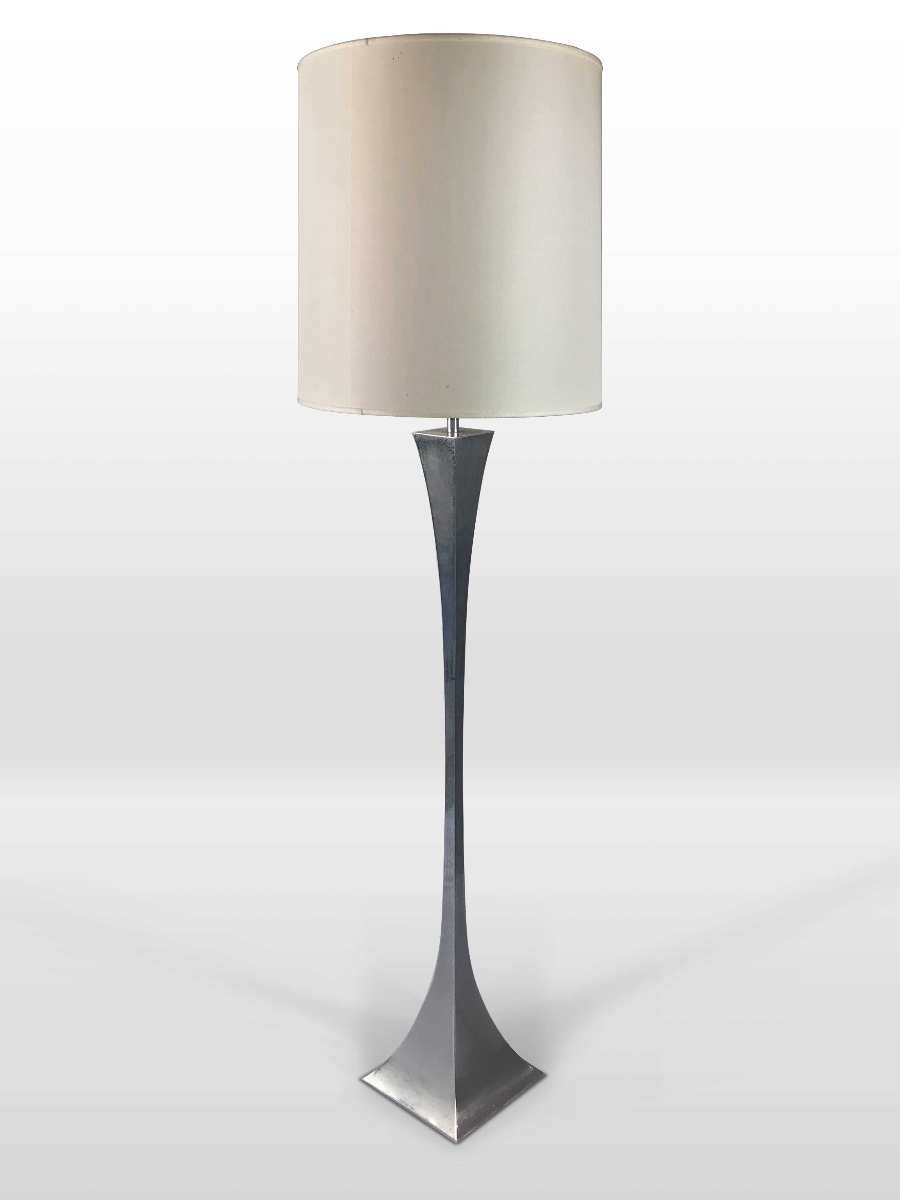 Italian chromed floor lamp with shader made in 1970s. Design by A. Montagna Grillo and A. Tonello.
 