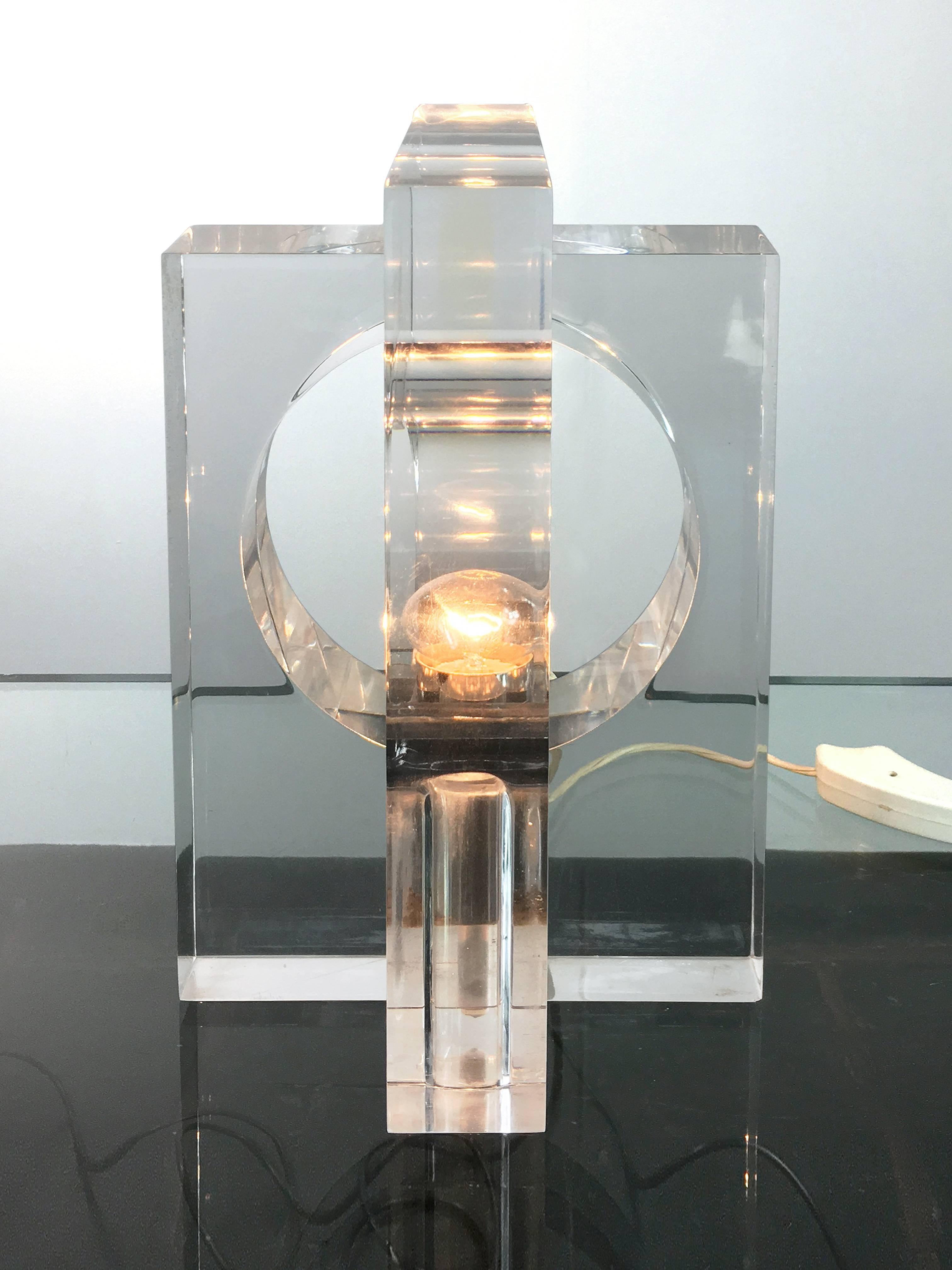 Late 20th Century Transparent Plexiglass Lamp