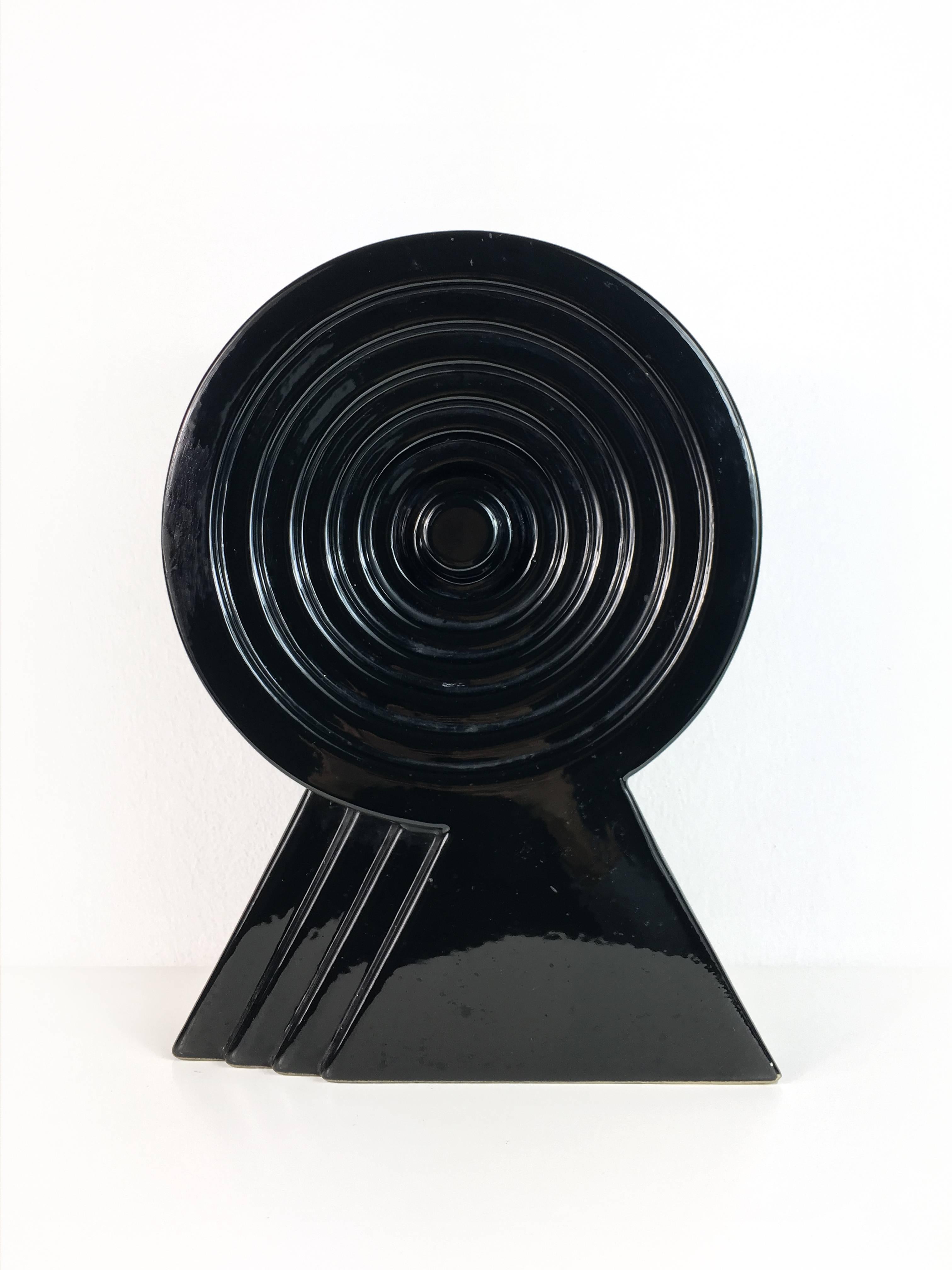 Modern Ettore Sottsass Yantra Series Black Vase