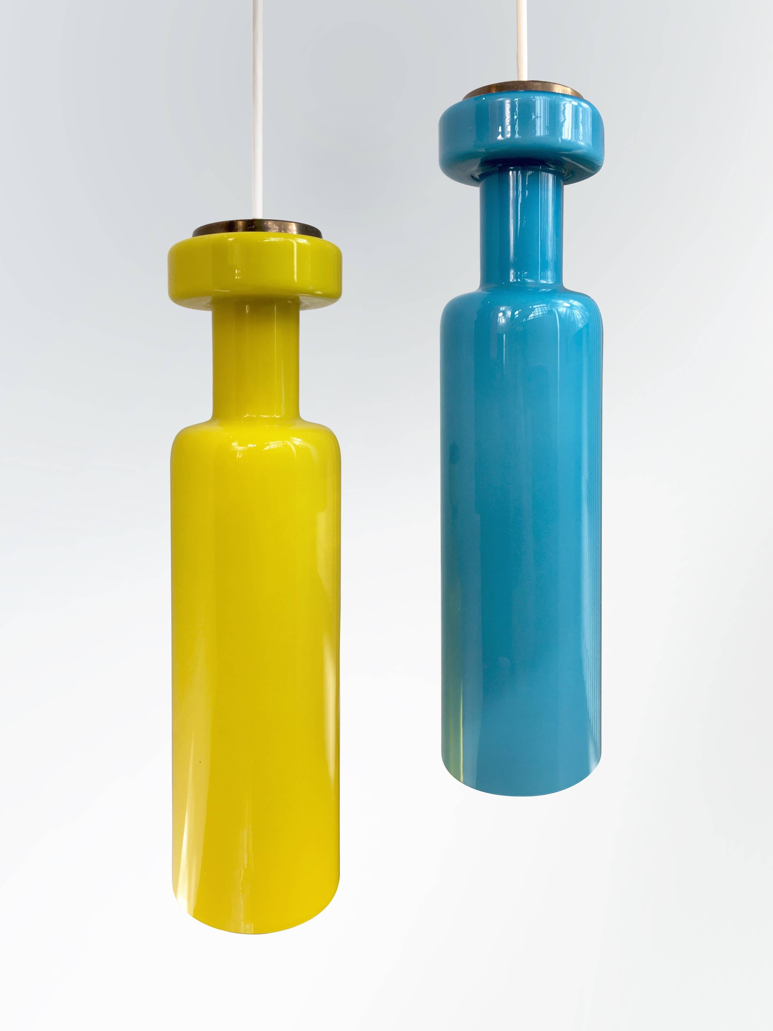 Italian Stilnovo Hanging Glass Lamps