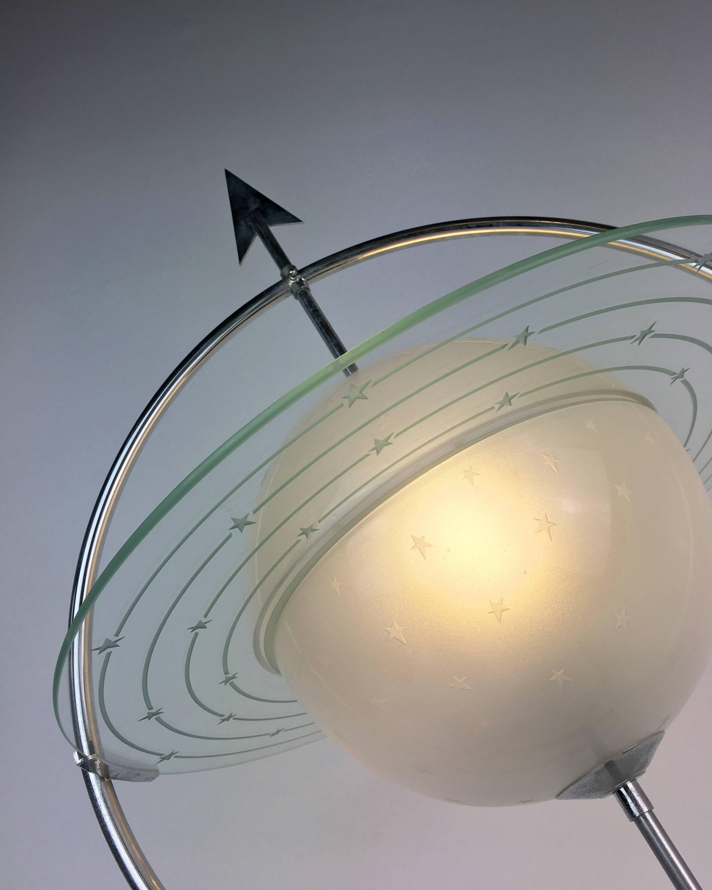 Frosted Saturn Table Glass Lamp