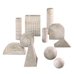 Set of Geometric Solid Marble Statues