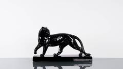 Elegant Ceramic Black Panther by Alexandre Kelety and Marcel Guillard