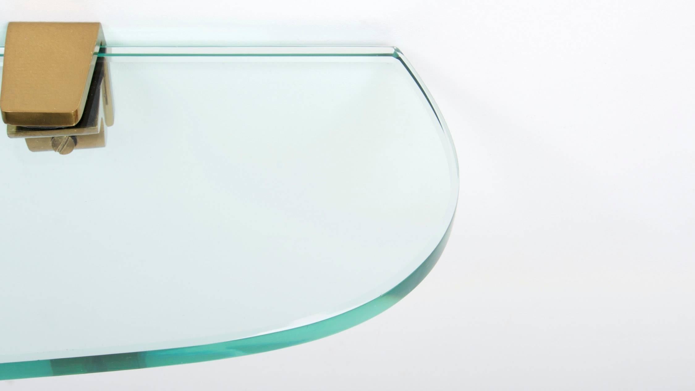 Fontana Arte Asymmetric Glass Wall Console, circa 1950 In Good Condition In Paris, FR