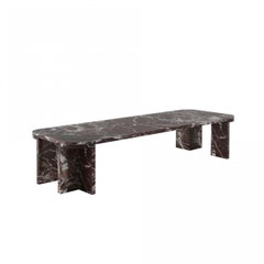 Long Marble Coffee Table Rosso Lepanto