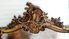 19th Century Original French Baroque Carved Gilded Gold Mirror Large Size