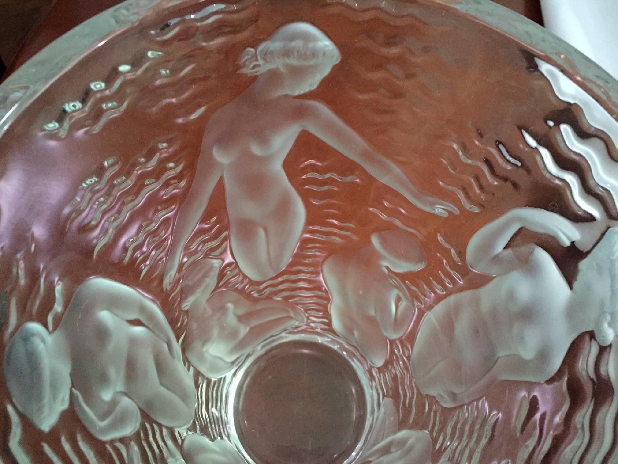 French Lalique Crystal Vase, Art Deco, Signed, France
