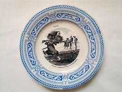Set of 12 Talking Plates, French Military Signed by Creil Montereau 19th Century