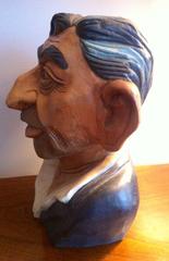 Sculpture Bust of French Cult Idol Serge Gainsbourg, Massif Wood, France