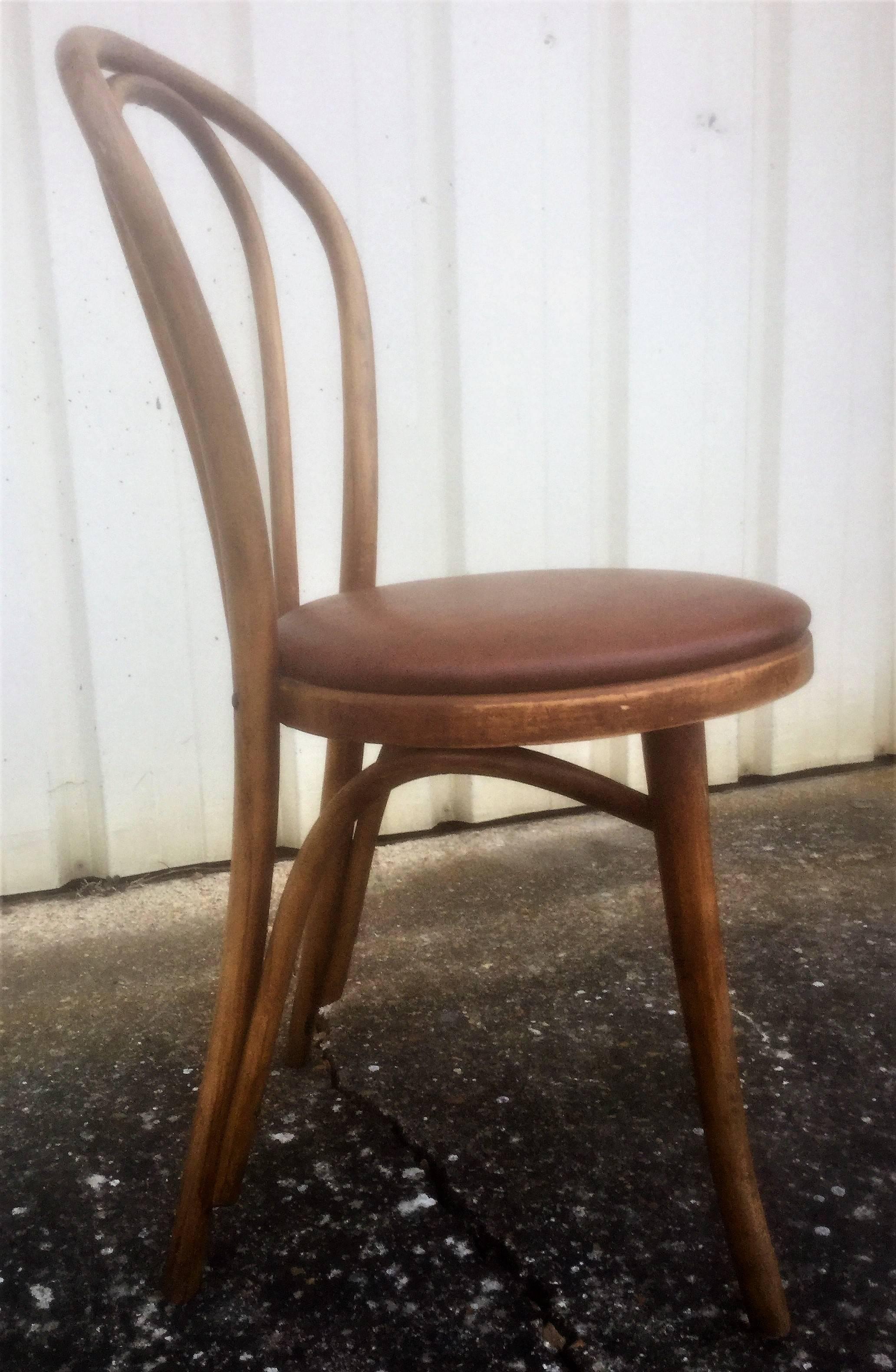 Faux Leather Set of 12 Thonet Bentwood Beech Brown Chairs