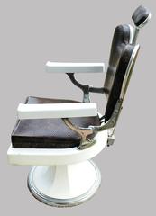 Set of Three French Barber Hairdresser's Chairs, in Original Crocodile Leather