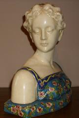 Rara coppia di busti Art Deco francesi firmati e numerati da La Louvière, anni '20