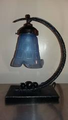 Gorgeous and Very Rare Blue Signed Daum Nancy Table Lamp, France