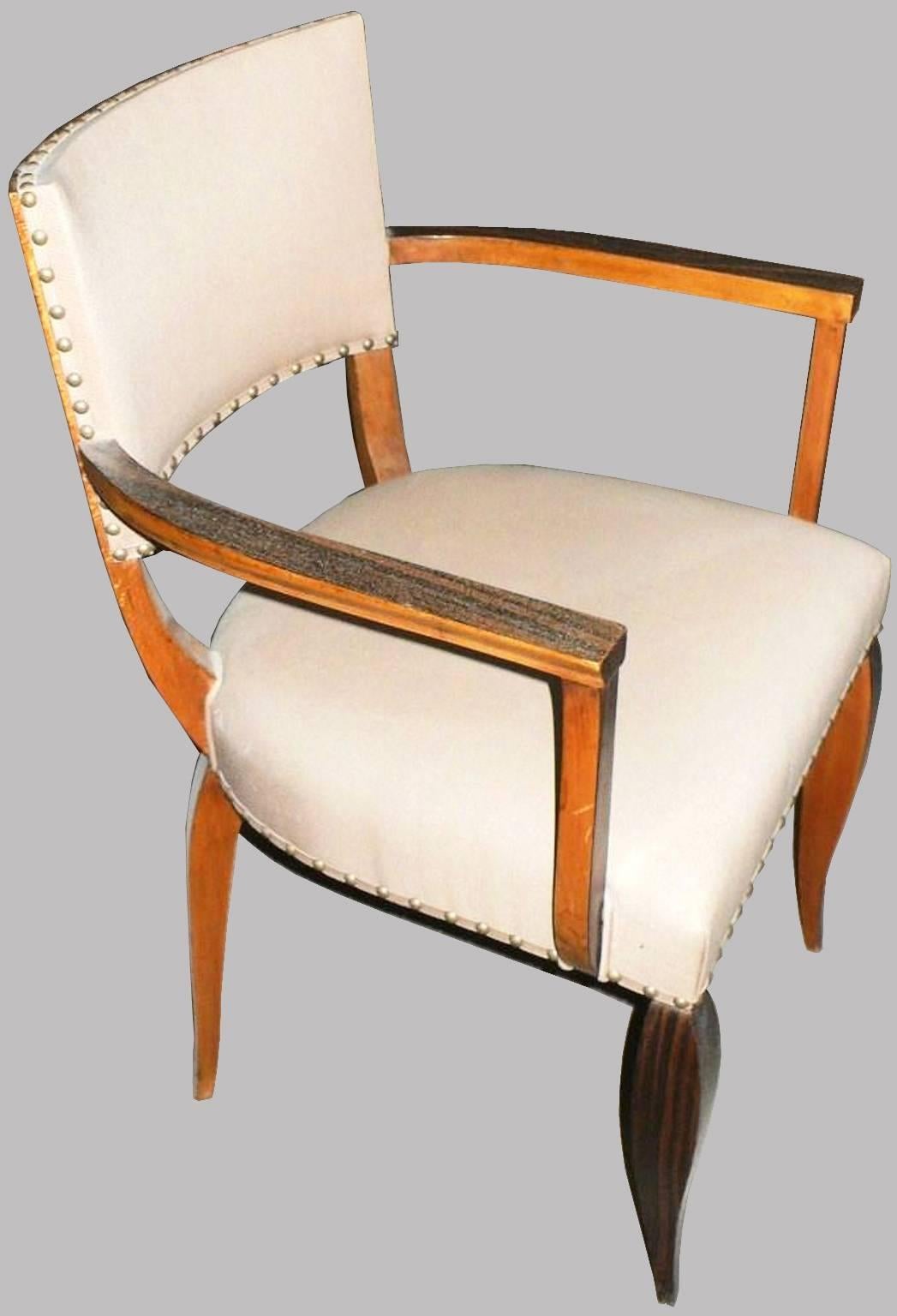 Veneer French Art Deco Macassar Armchairs
