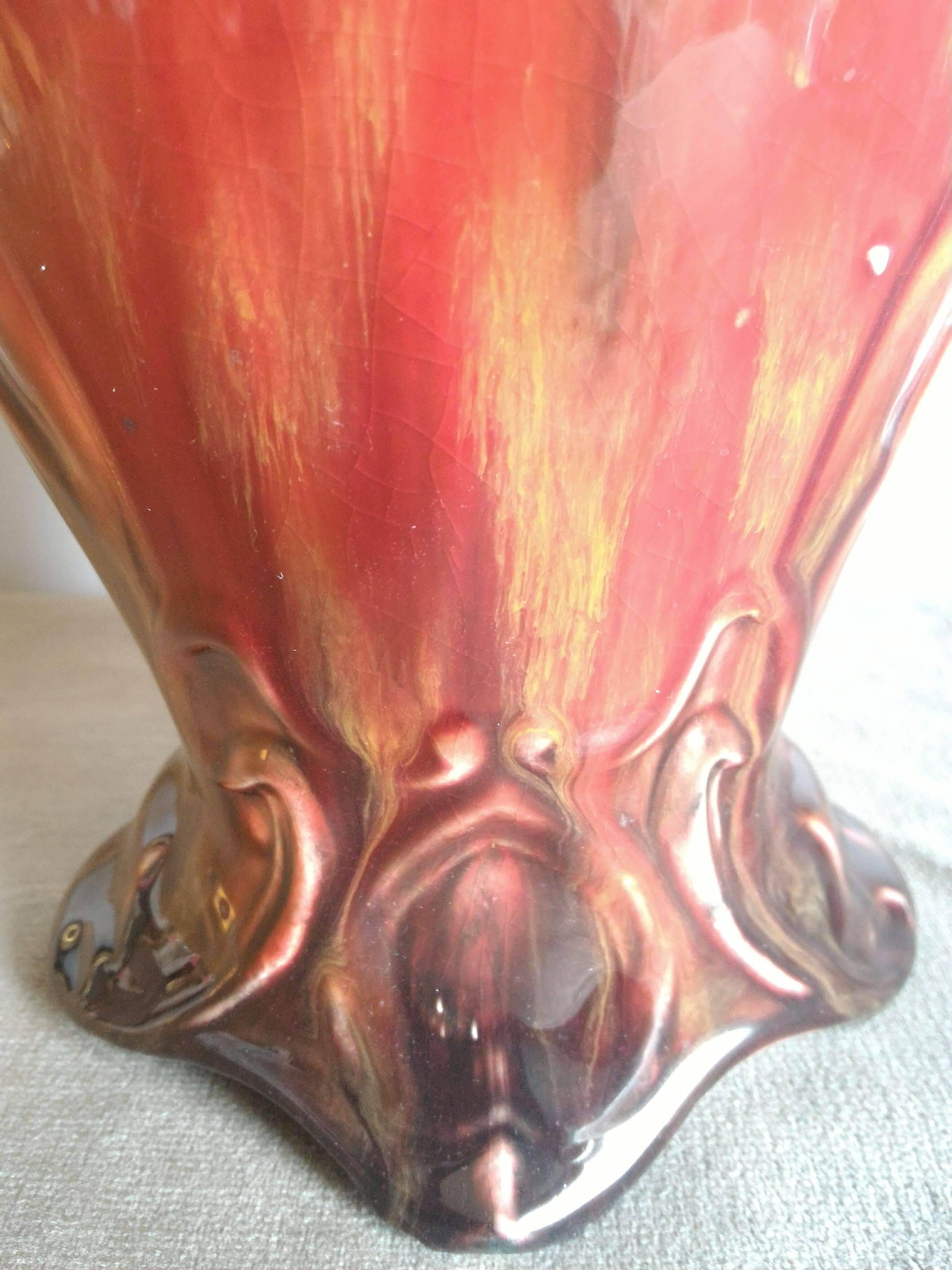 Hector Guimard Style Art Nouveau Red Vase,  France 1900 2